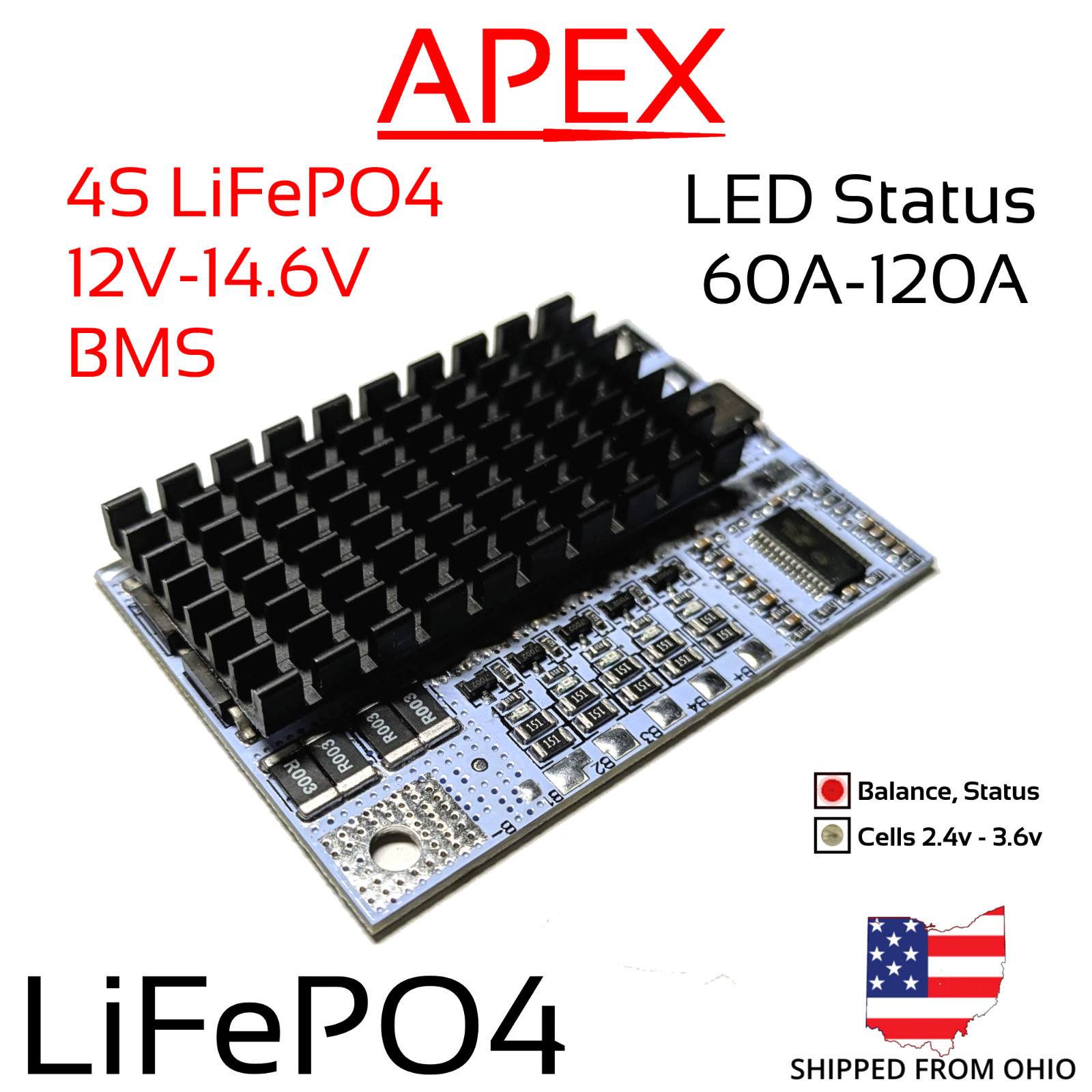 4S 12.8v 14.6v LiFePO4 LiFe 120A BMS Battery Balance 12v 3.2v