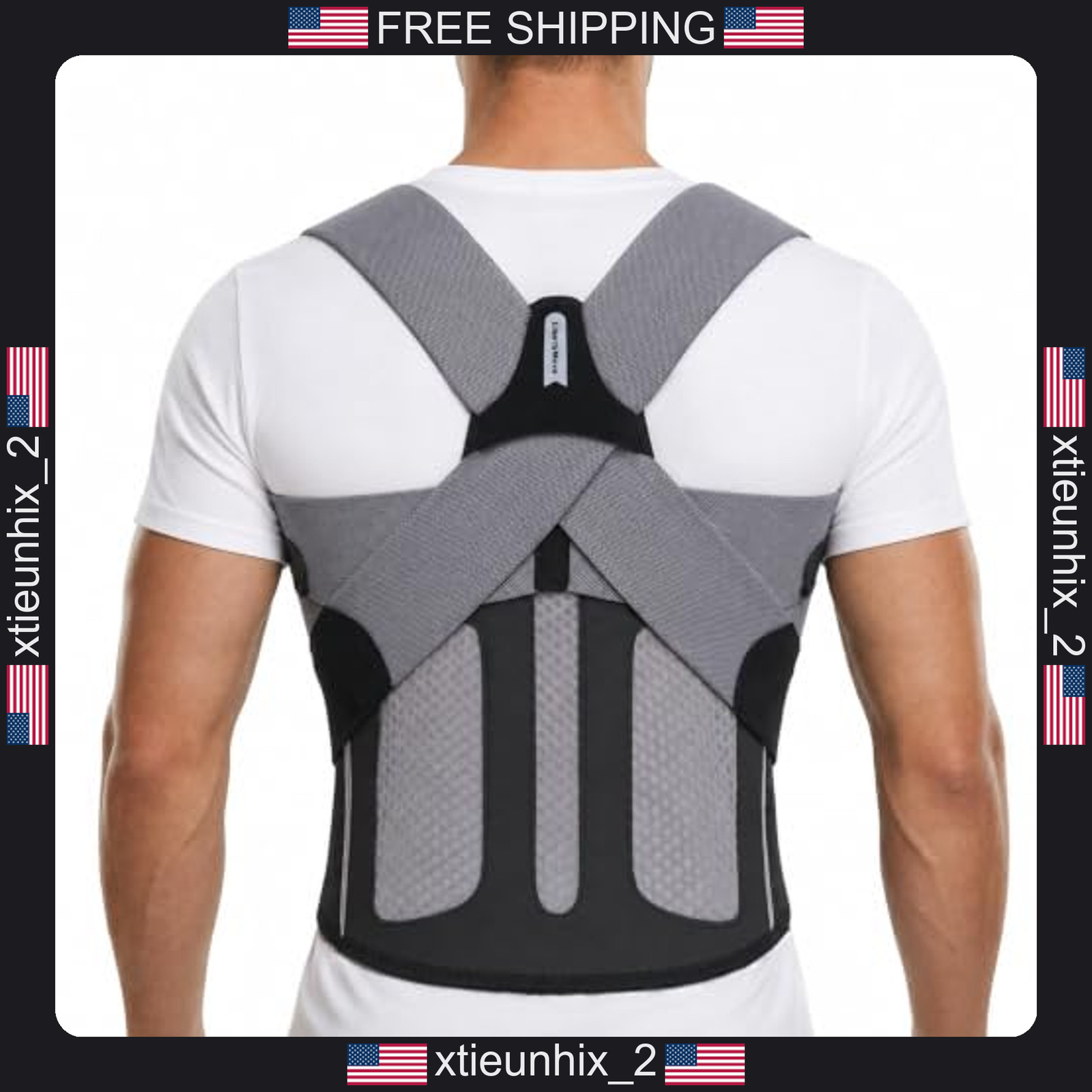 Men\'s Adjustable Posture Corrector with Breathable Mesh Back Support