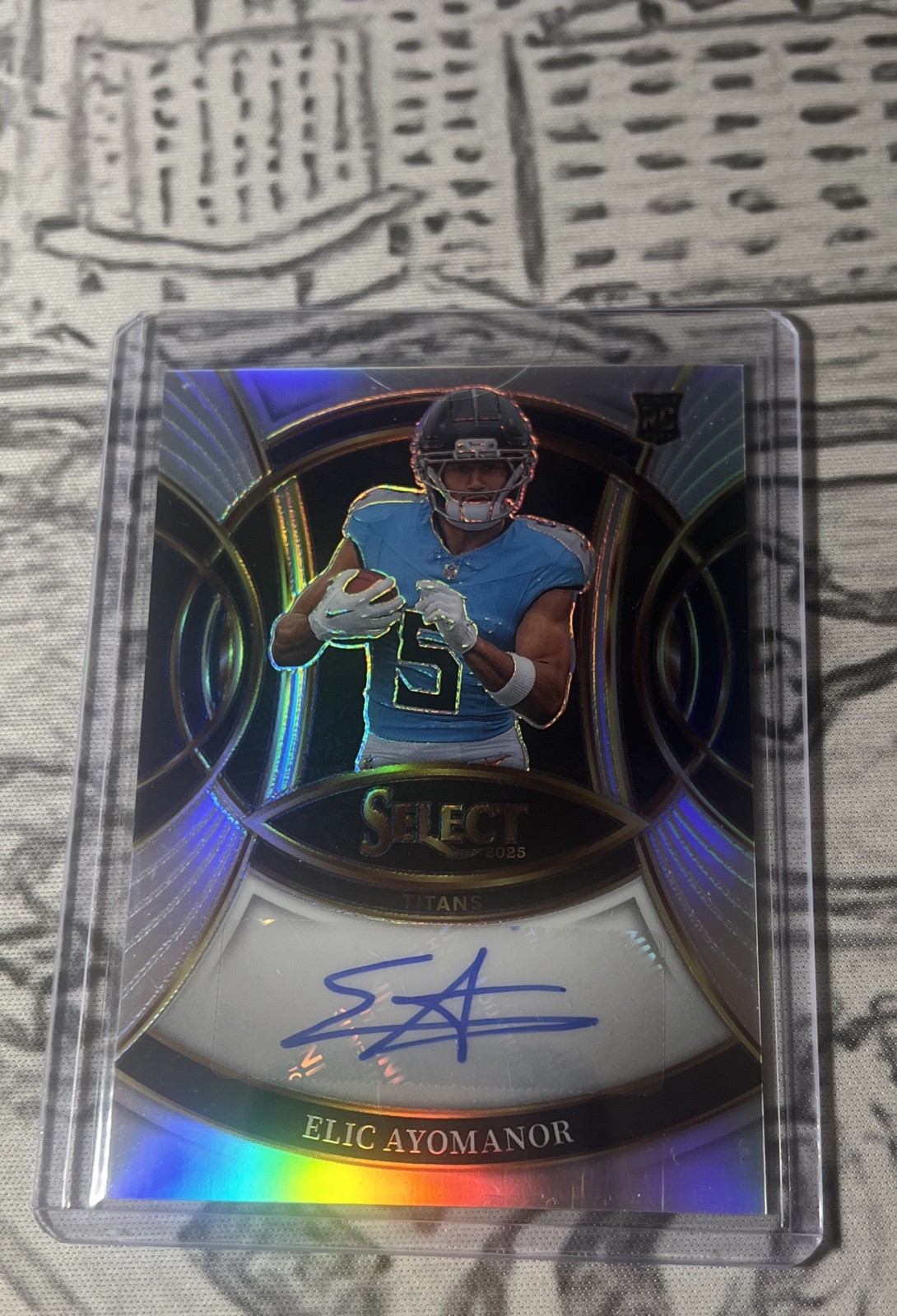 2025 Panini Select - Rookie Signatures Elic Ayomanor #RSI-EAR Silver Prizm