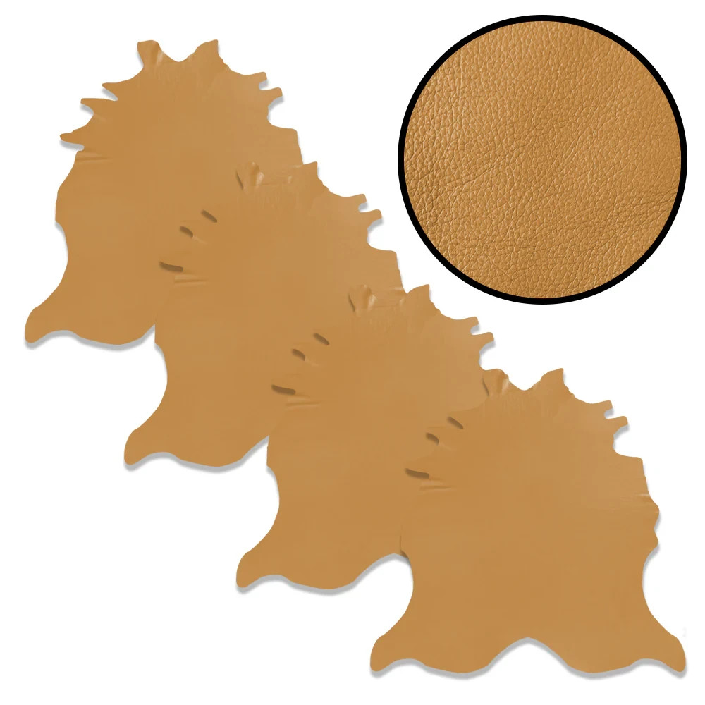 STUNNING GOLD YELLOW COW HIDE LEATHER NATURAL PEBBLE 4 PACK 56 SQ FT EACH (=225)