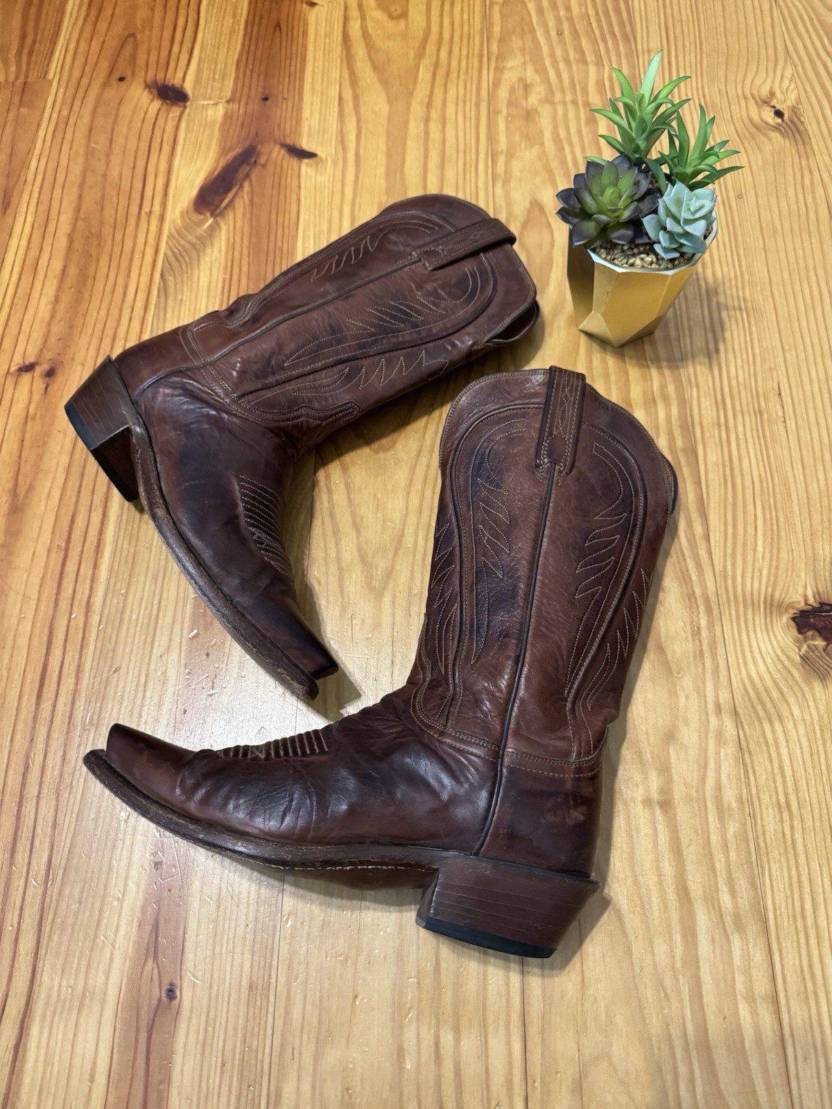 LUCCHESE 1883 Amberle Women\'s Boots 7 B Cowgirl Western Ranch Cowboy Pull On