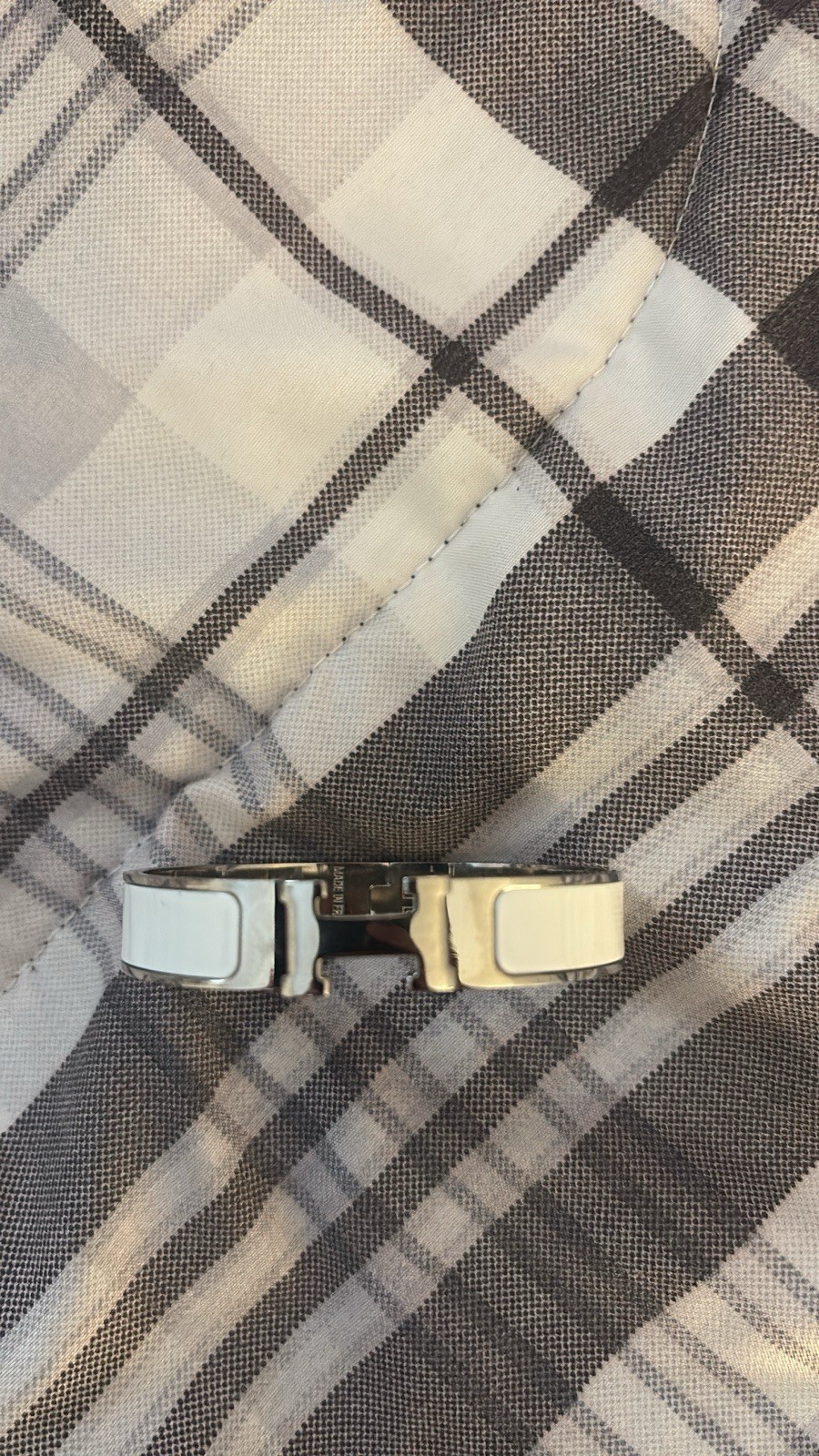 Hermès Clic H bracelet silver w White enamel pre owned in great condition 