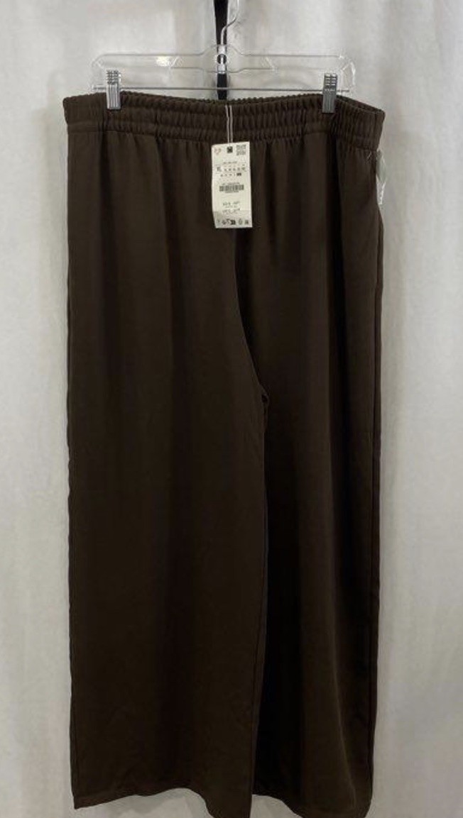 Zara Women\'s Brown Pullon Wide Leg Pants New w/ tags Size XL Zara Women\'s Brown Pullon Wide Leg Pants New w/ tags Size XL
