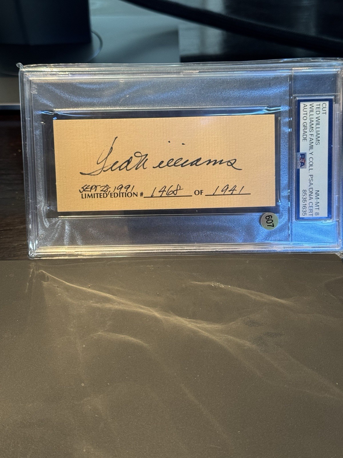 Ted Williams 2x5 Cut Signature Auto PSA 8 Family Collection /1941 