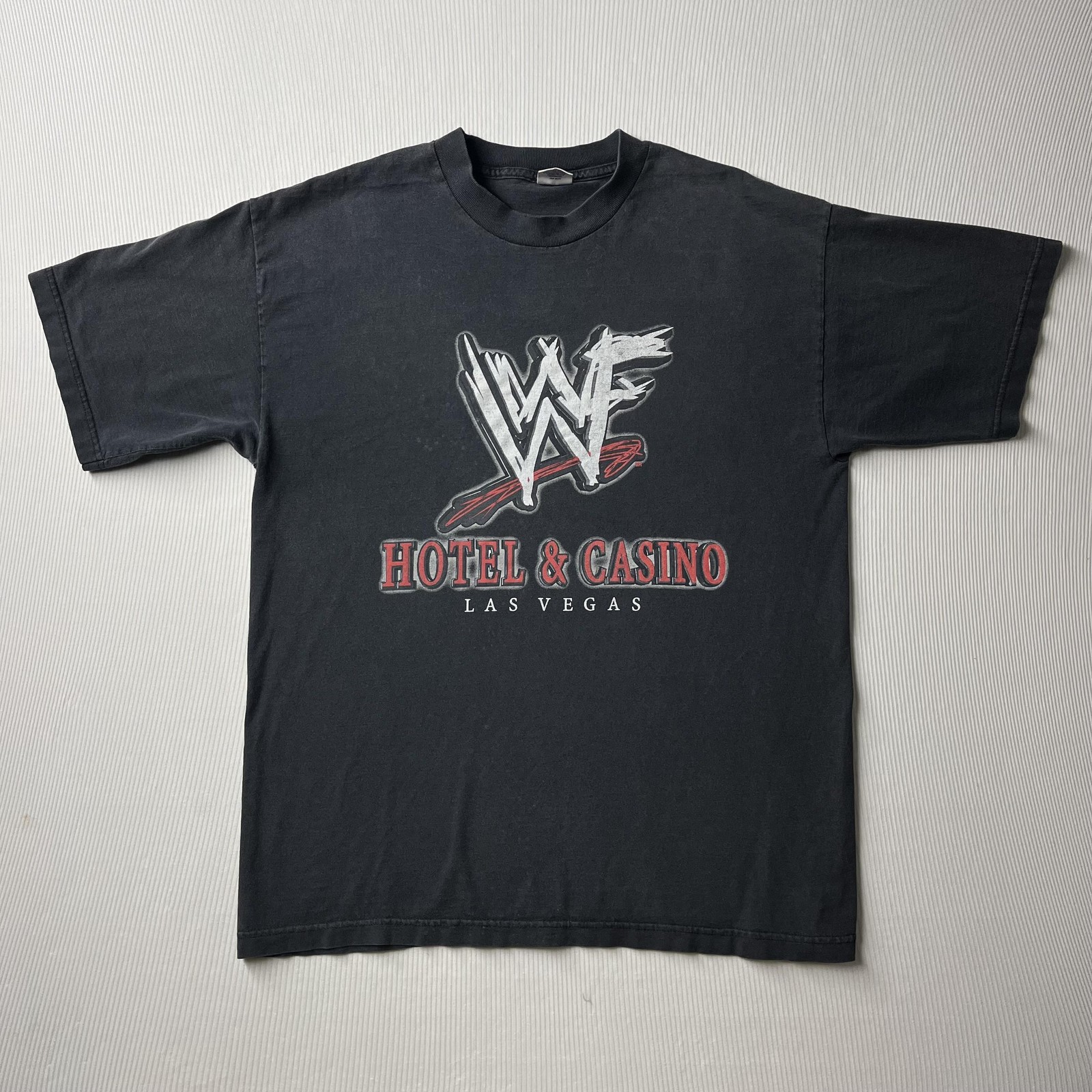 Vintage WWF Hotel & Casino Shirt Mens Large Black Wrestling Las Vegas Tee