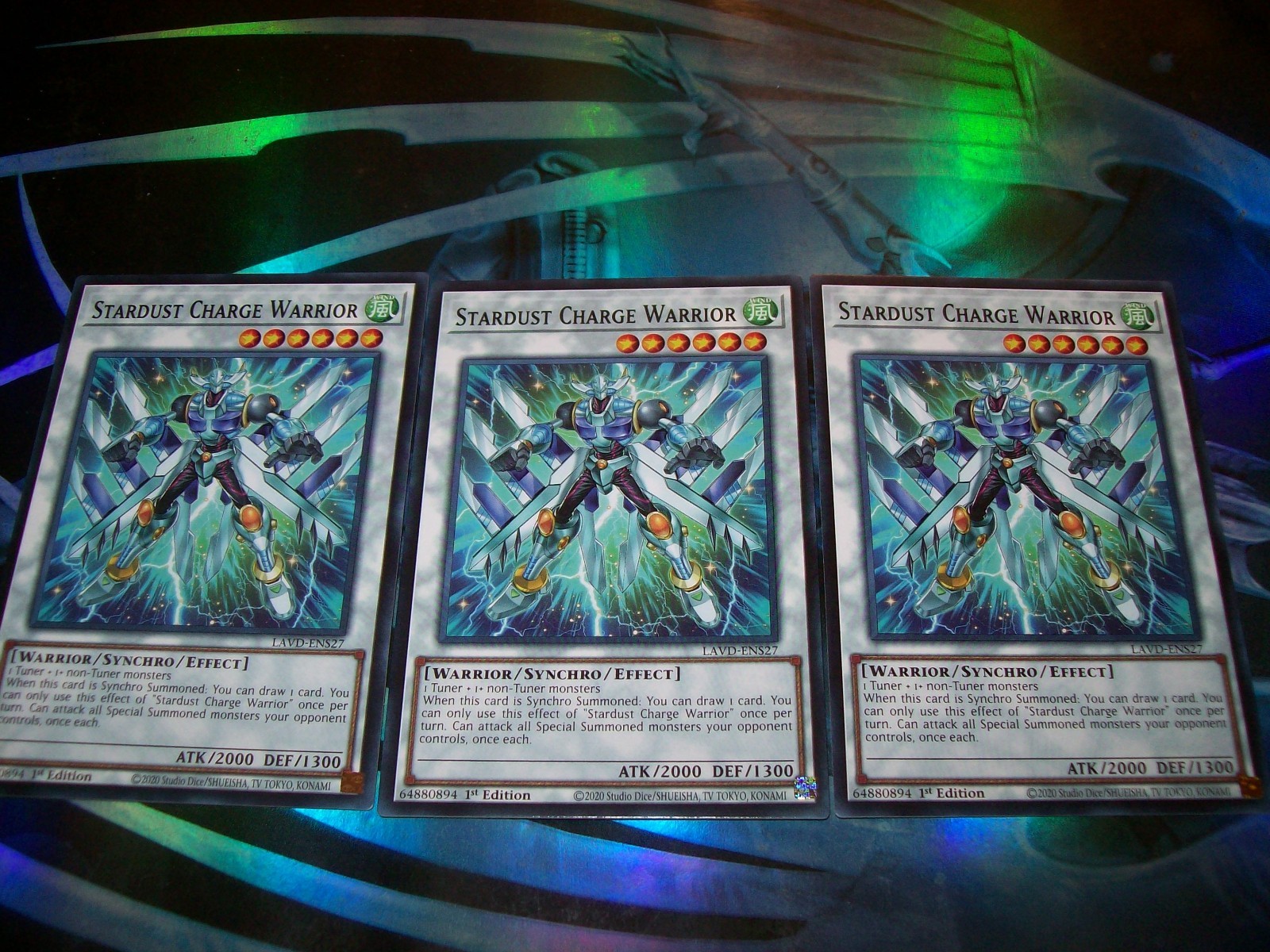 3x stardust Charge Warrior 1st Edition Common LAVD-ENS27 Yu-Gi-Oh