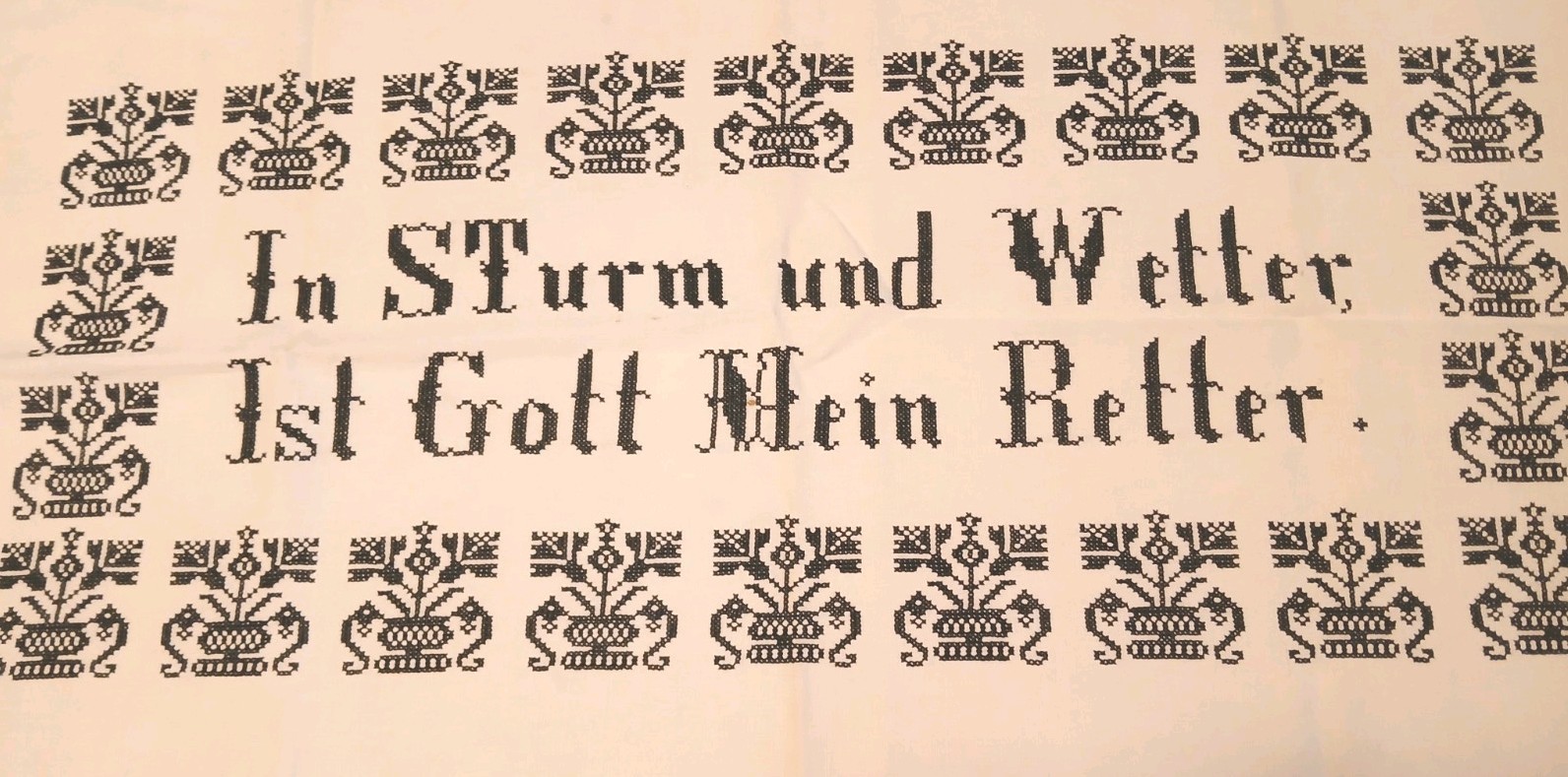 Vintage Hand Embroidered PA Dutch German Black Work Blackwork Needlework Fraktur