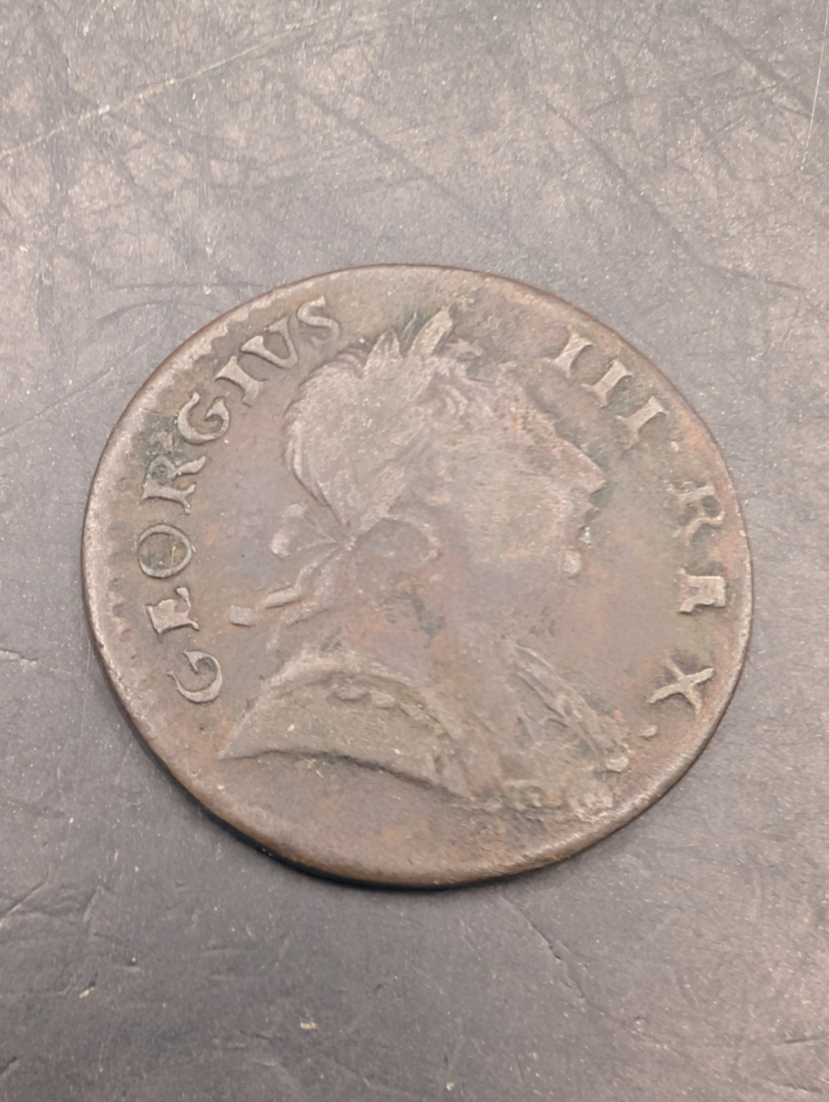 🔥 1773 British Colonial Halfpenny King George III king of America Colony VF+