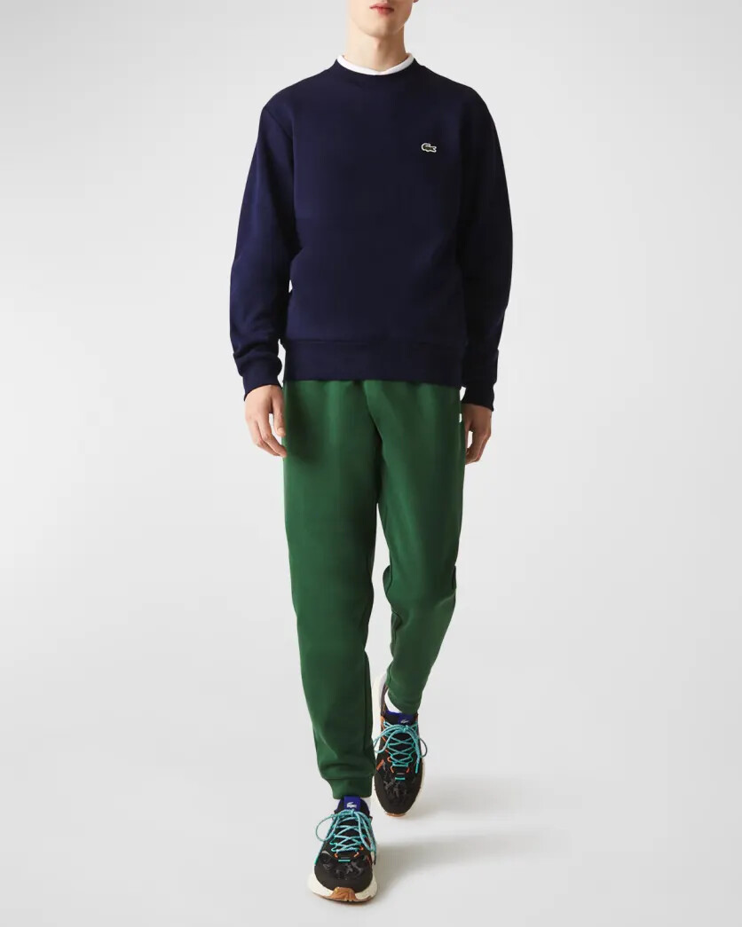 Lacoste Fitted CREW-neck 100% Organic Cotton Spring Sweater MENS NAVYX