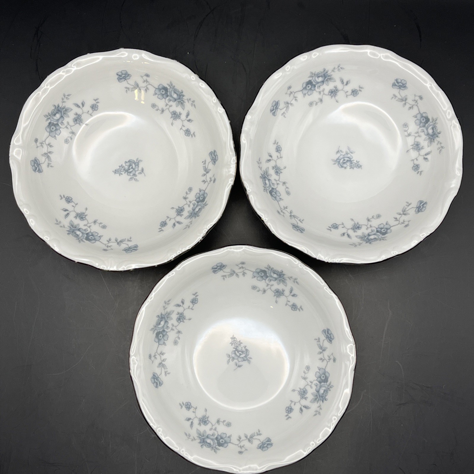 Johann Haviland Bavaria Germany Blue Garland Berry Bowl Fruit Dessert Set Of 3