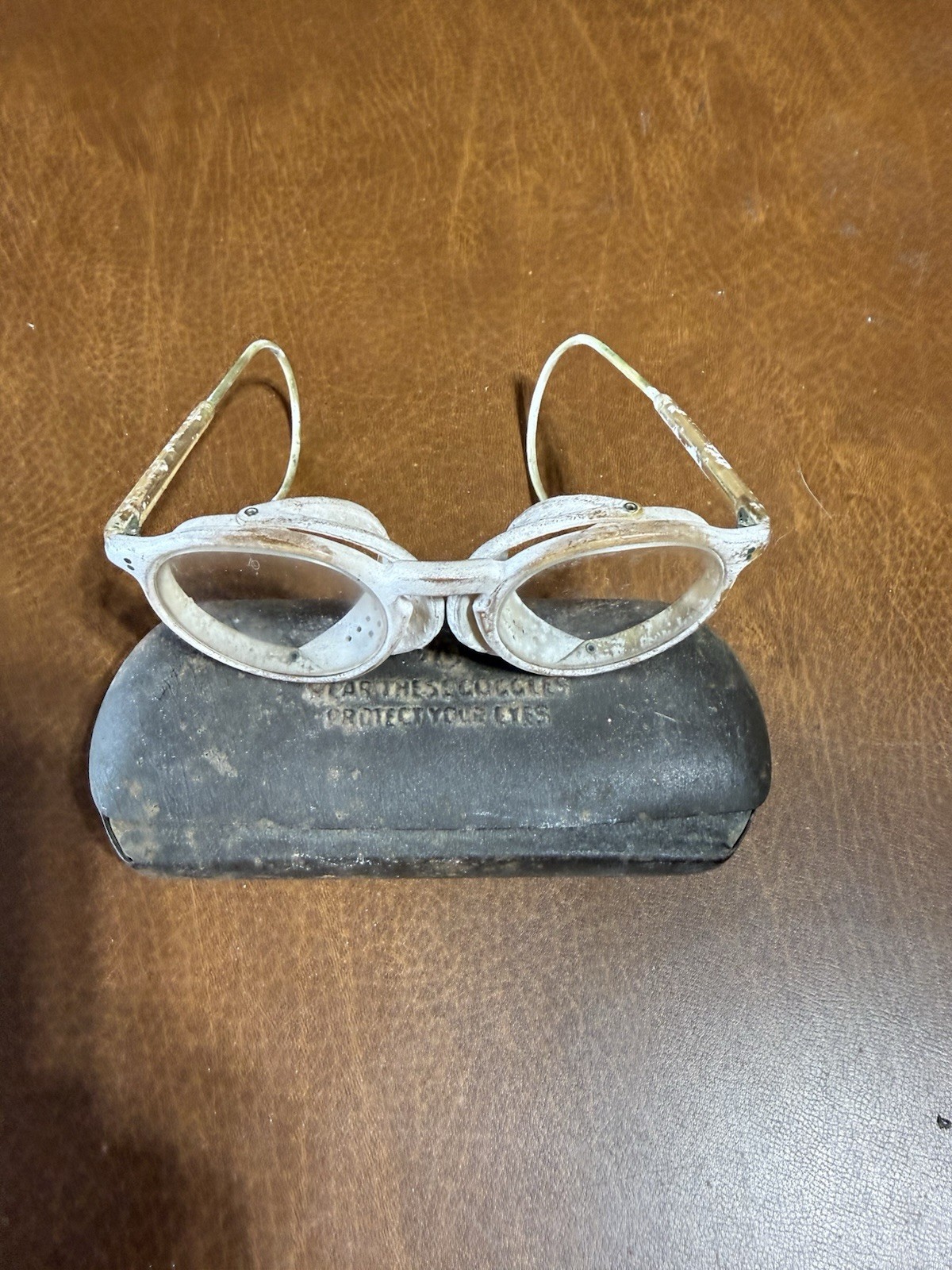 Antique American Optical Safety Glasses Goggles Steampunk Industrial Case Vtg AO