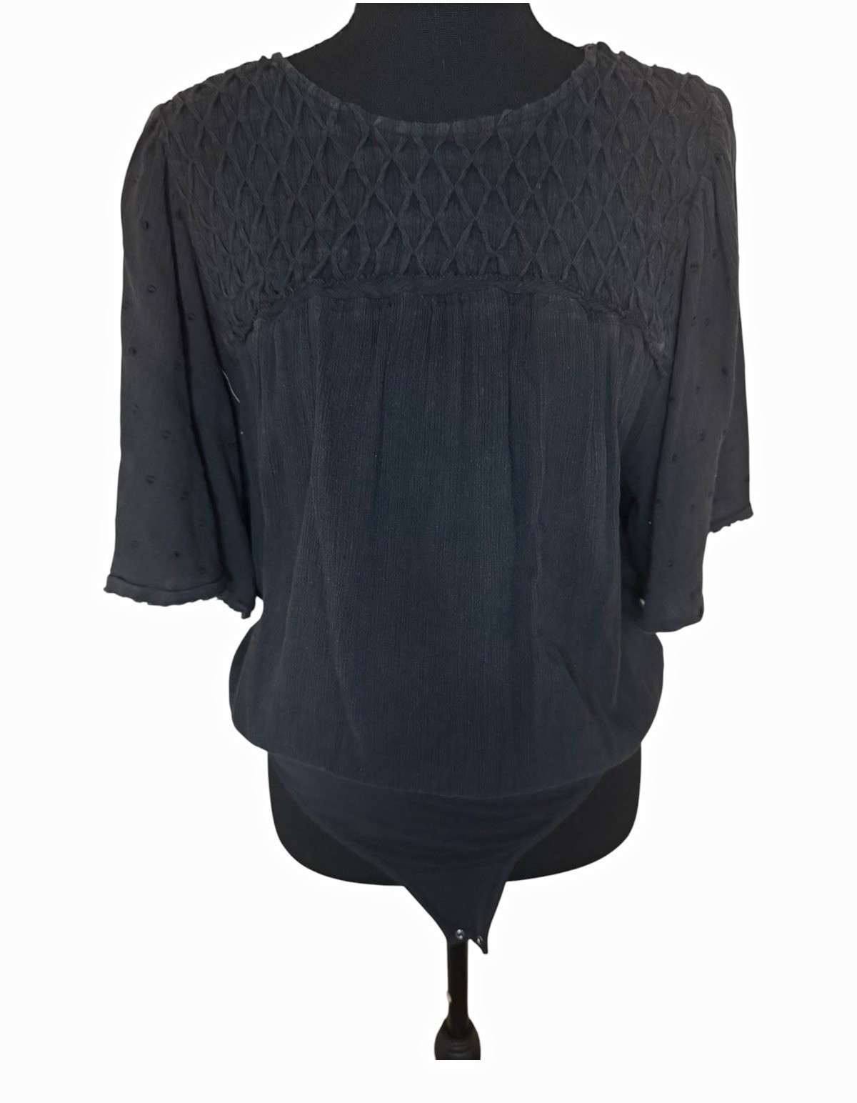 Free People Textured Black Blouse Bodysuit Free People Textured Black Blouse Bodysuit