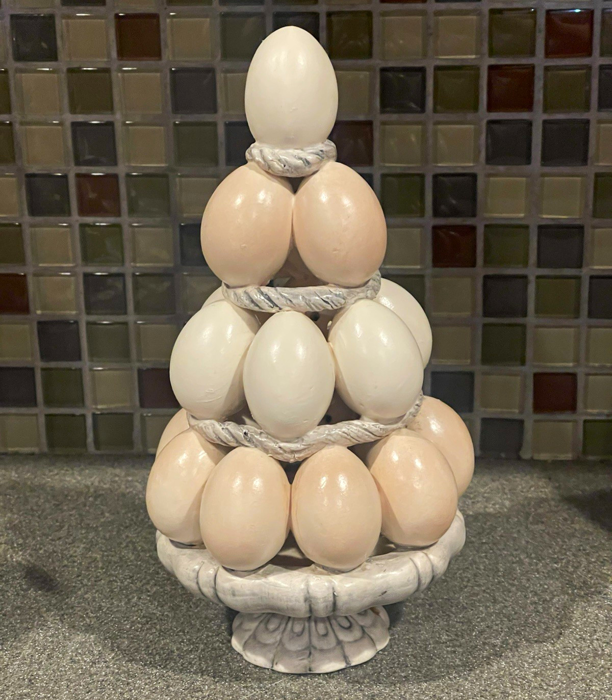 Vintage Italian Ceramic Trompe L\'Oeil 3D Egg Easter Centerpiece 9 3/4 in Vintage Italian Ceramic Trompe L\'Oeil 3D Egg Easter Centerpiece 9 3/4 in
