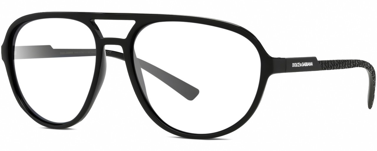 Dolce&Gabbana DG6150 Men\'s Pilot Designer Blue Light Filter Glasses Black 60mm