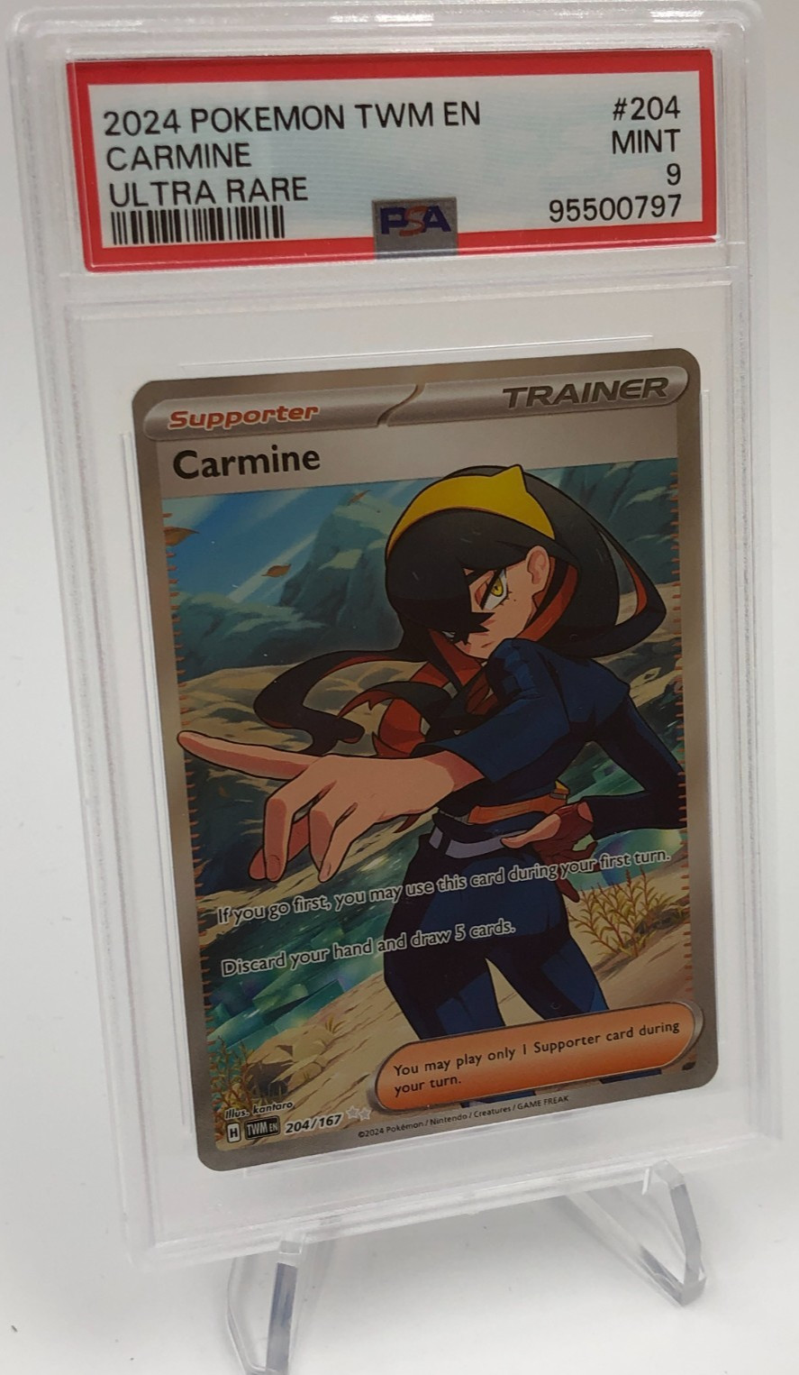 2024 POKEMON TWM EN Trading Card CARMINE #204 ULTRA RARE graded PSA MINT 9 2024 POKEMON TWM EN Trading Card CARMINE #204 ULTRA RARE graded PSA MINT 9