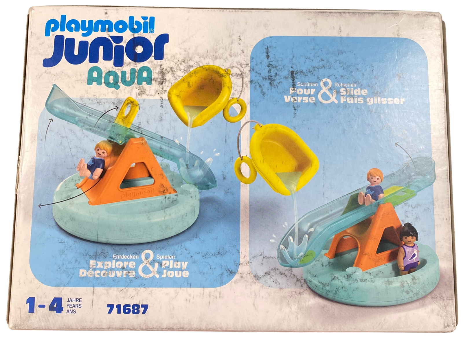 Playmobil Junior Bath Floating Island Water Slide Toy Set damaged box