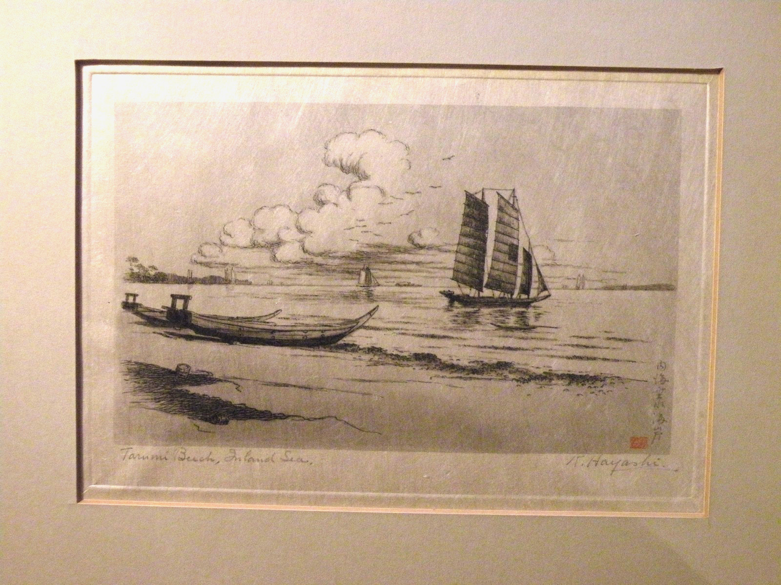 Original Japanese K.Hayashi Etching c.1920\'s. Thick Rice Paper Art Signed Boats Original Japanese K.Hayashi Etching c.1920\'s. Thick Rice Paper Art Signed Boats