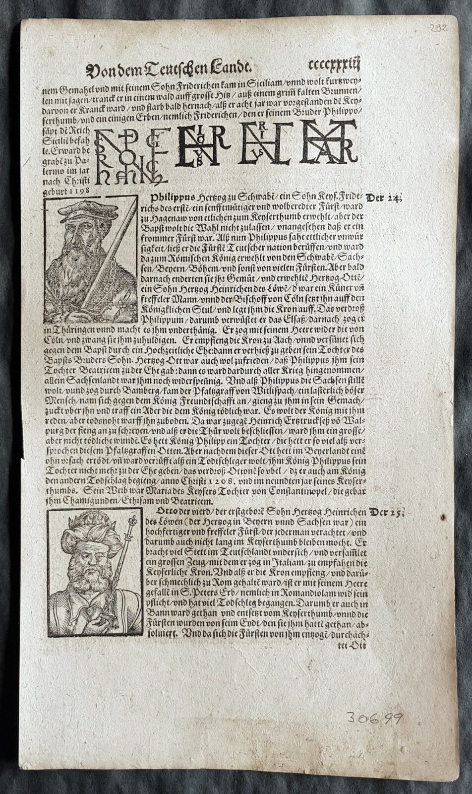 1598 Munster Antique Print German Kings Philip Swabia 1198, Otto IV 1208, Freder 1598 Munster Antique Print German Kings Philip Swabia 1198, Otto IV 1208, Freder
