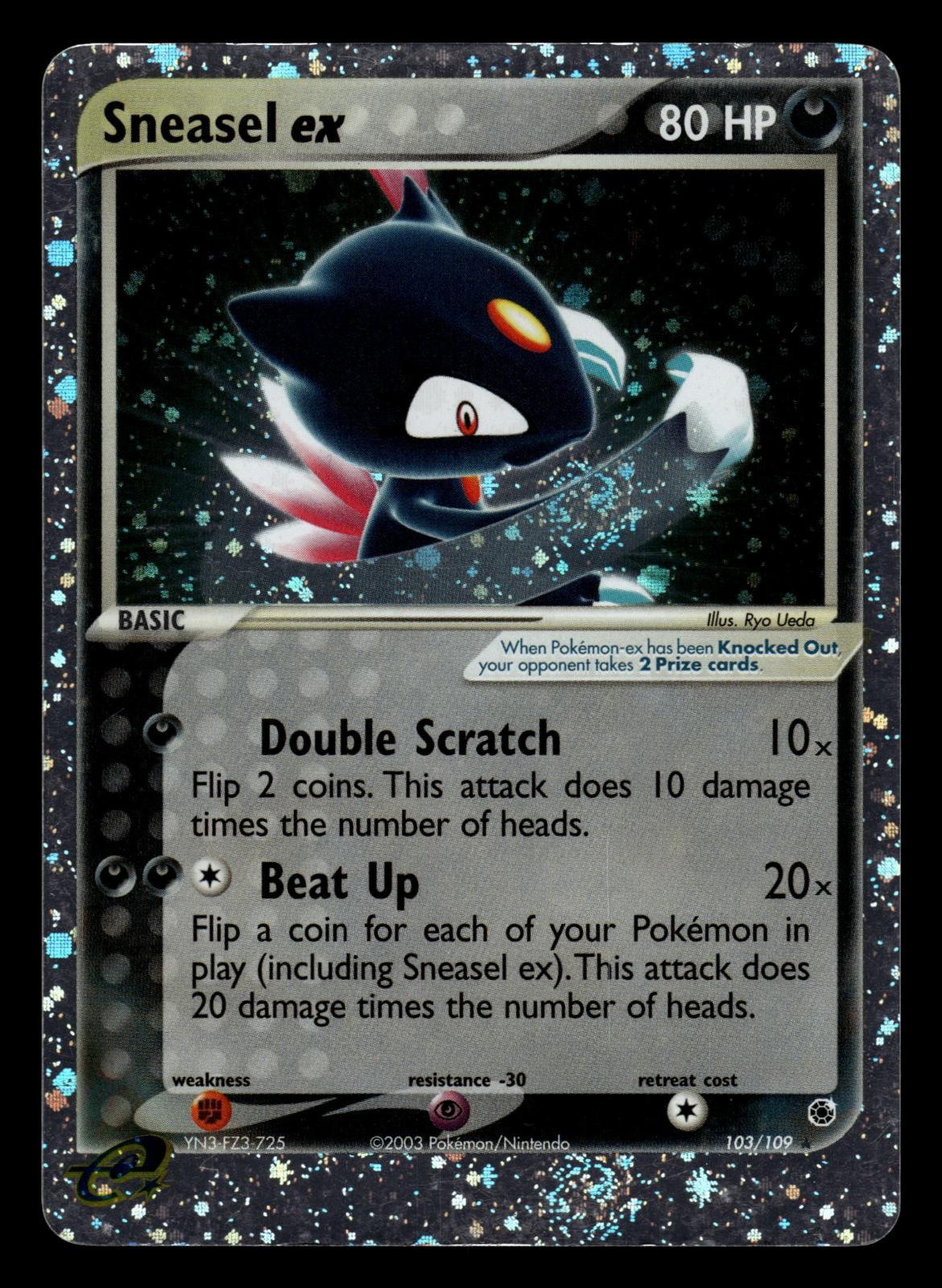 Sneasel ex - EX Ruby & Sapphire 103/109 - EX Rare - LP - Holo - Awesome Swirls