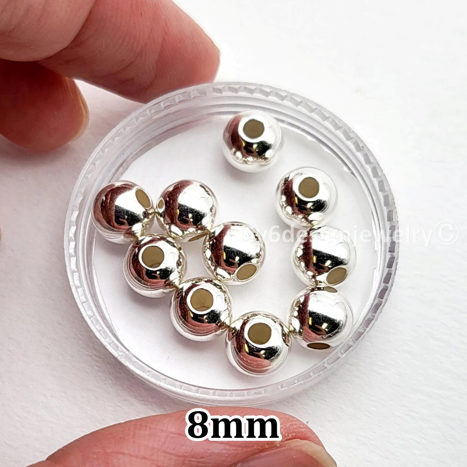 8mm 10pcs Sterling Silver .925 Round Spacer Beads Seamed Smooth Silver Beads