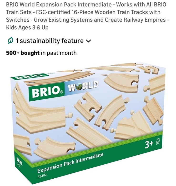 BRIO World Expansion Pack Intermediate Wooden Train Track Set 33402, Age 3+ BRIO World Expansion Pack Intermediate Wooden Train Track Set 33402, Age 3+