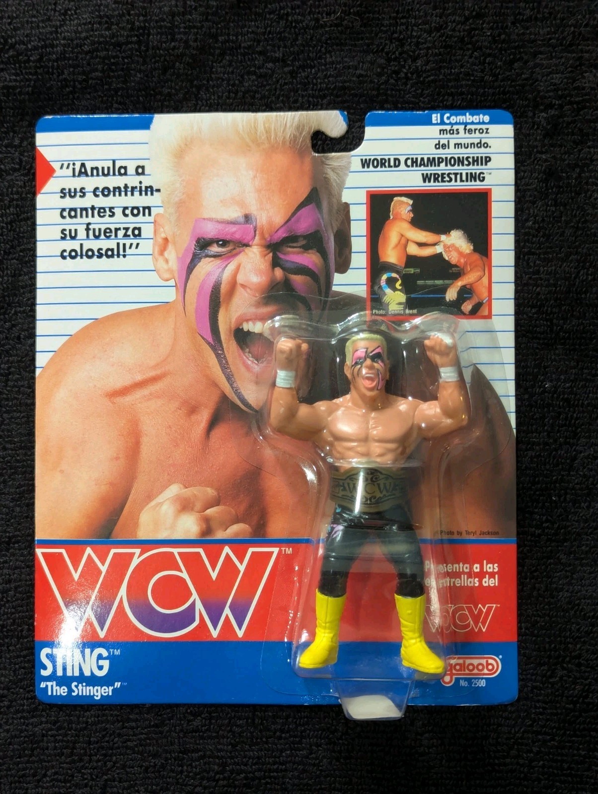 Vintage WCW Galoob Sting - Rare Spanish Card European Wrestling Figure MOC Vintage WCW Galoob Sting - Rare Spanish Card European Wrestling Figure MOC
