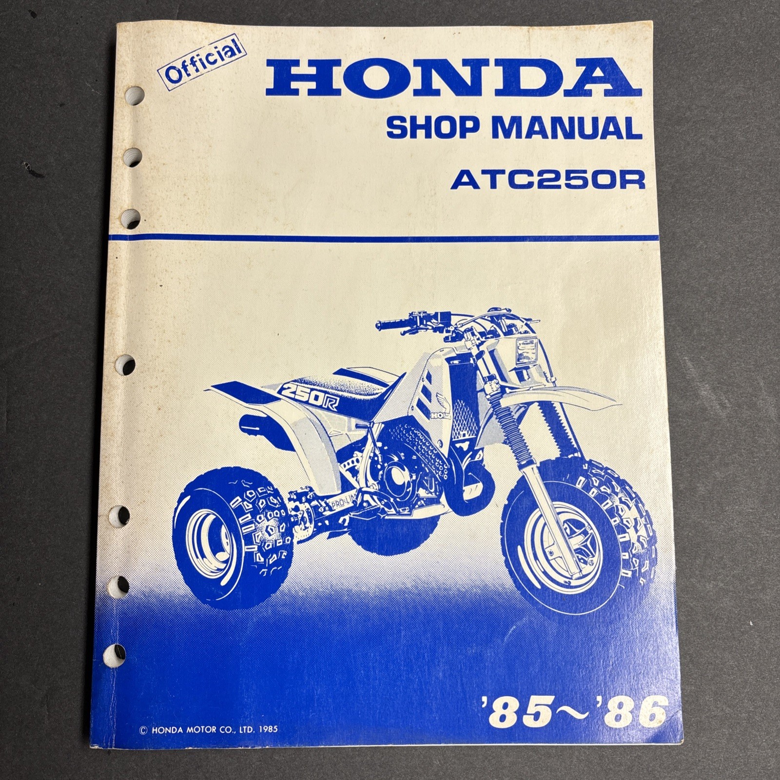Honda '85-86 ATC250R Shop Manual *OEM *Good Used Condition