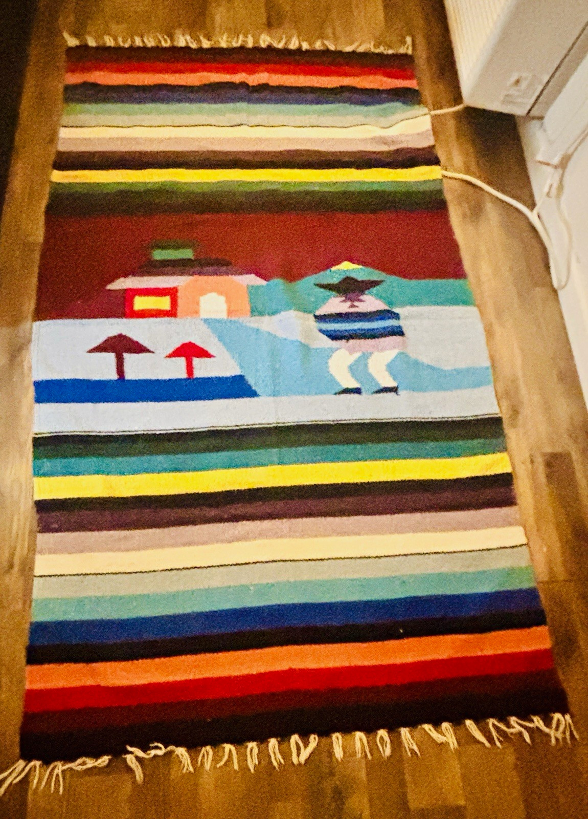 Woven blend SouthwesternMulticolor Stripe pictorial blanket rug