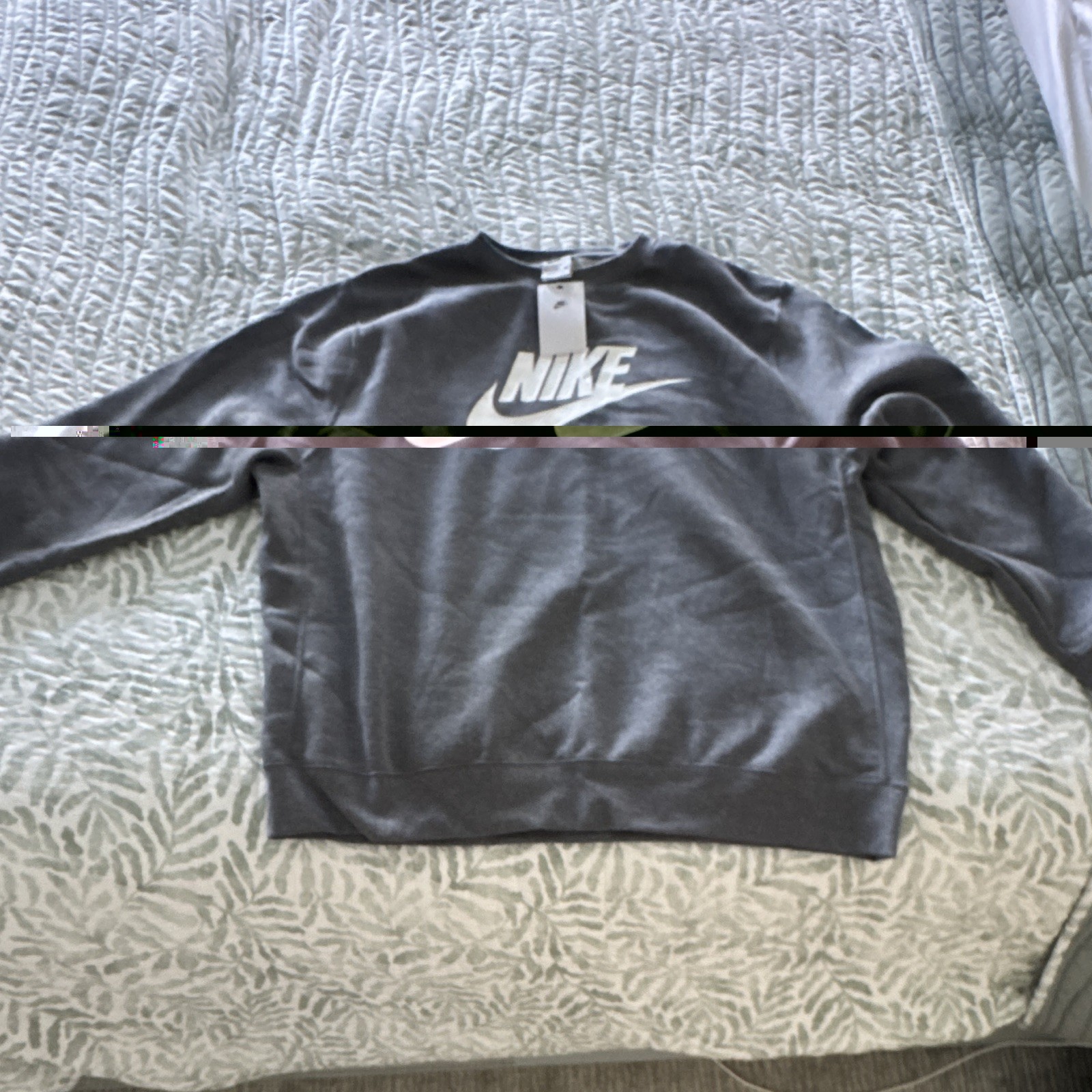 Nike Men\'s Gray Crew Neck Pullover Sweatshirt 2XL Regular Long Sleeve Logo