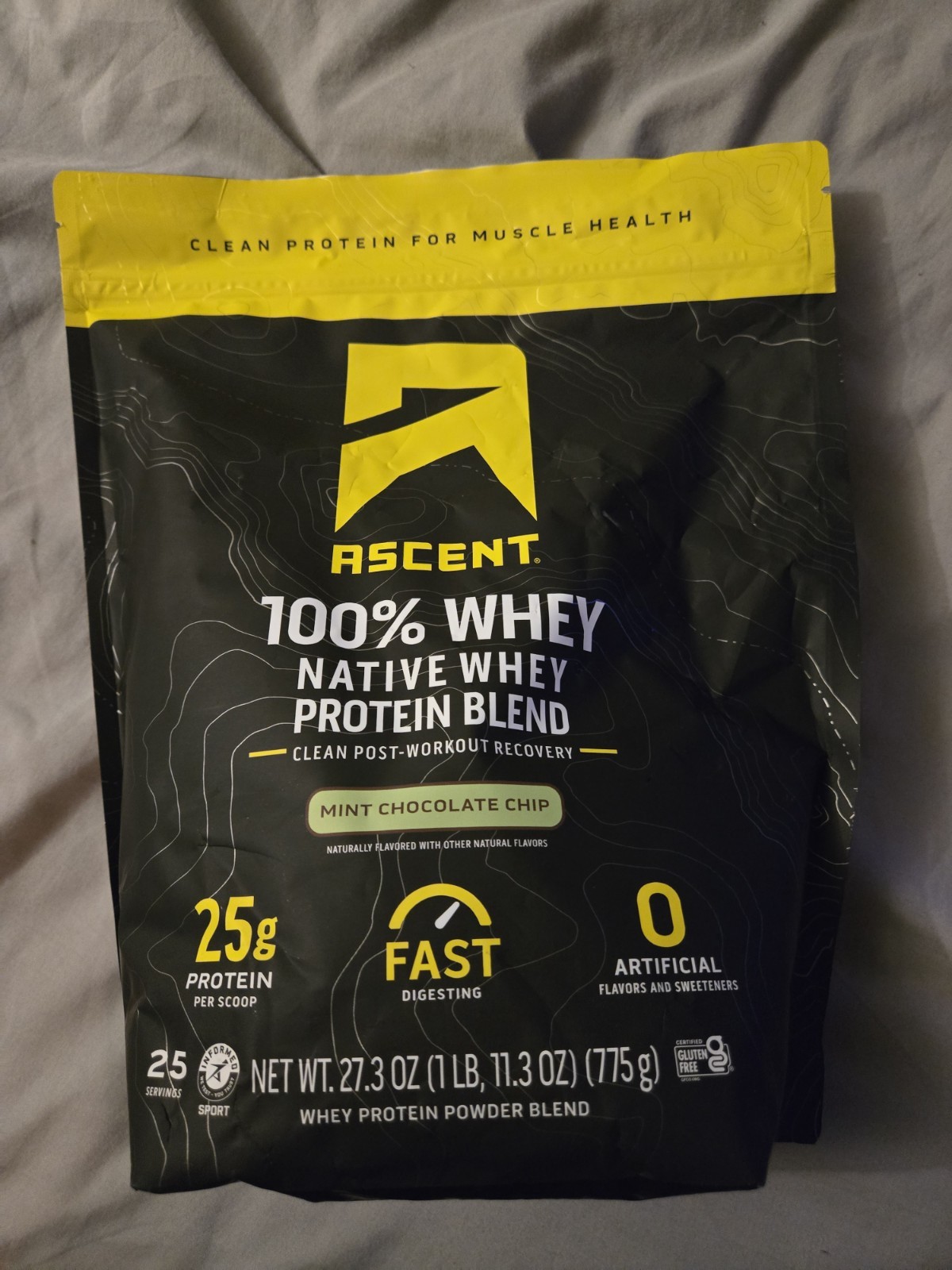 Ascent 100% Whey Protein Mint Chocolate Chip 25 Servings 27.3 oz Sealed