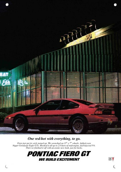 1986 PONTIAC FIERO GT Red Sports Car DECORATIVE REPLICA METAL SIGN