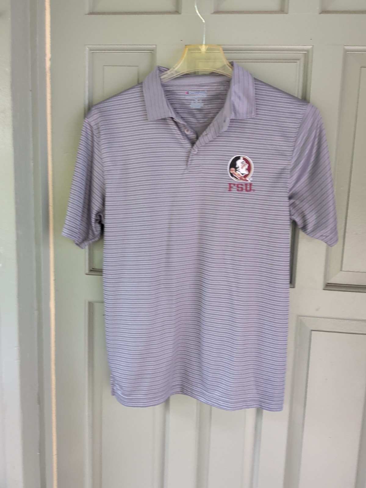 Florida State Seminoles FSU Russell Athletic Polo Men\'s M Gray Striped NCAA Florida State Seminoles FSU Russell Athletic Polo Men\'s M Gray Striped NCAA