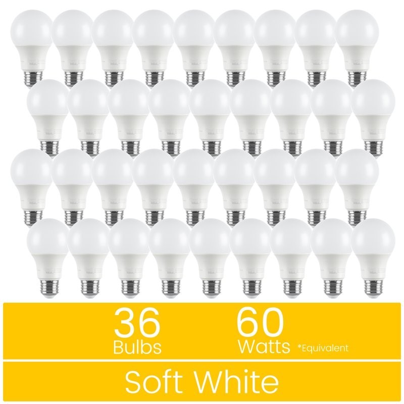 Great Value A19 LED Light Bulb 9W 800 Lumens 2700K 36-Pack Great Value A19 LED Light Bulb 9W 800 Lumens 2700K 36-Pack