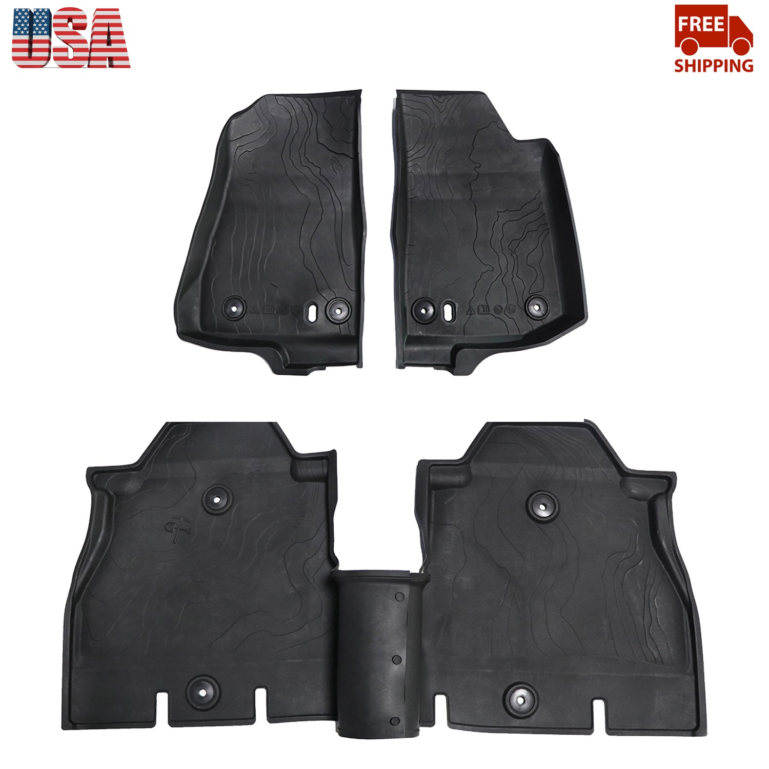 TPE 3D Model Floor Mats Liner For Jeep Wrangler JL 4 Door 2018+ All-Weather NEW