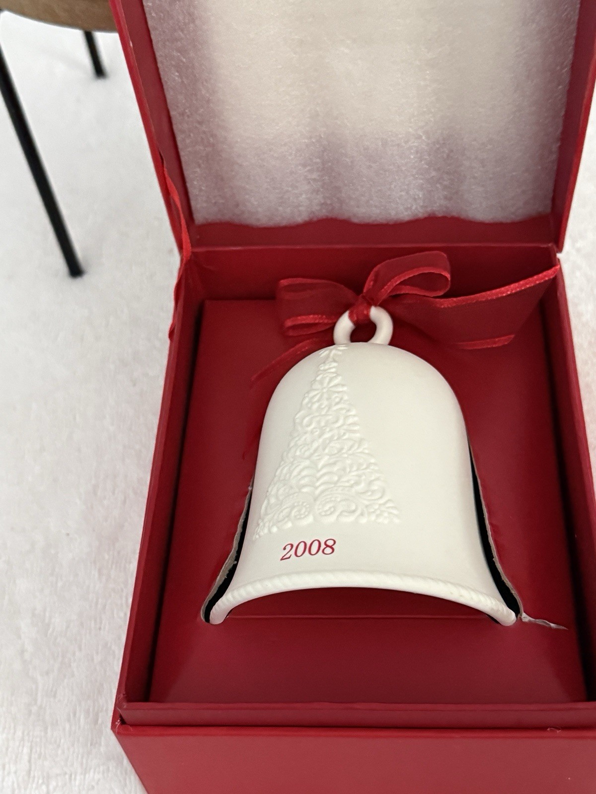 Hallmark Porcelain 2008 Dated Bell Christmas Keepsake Ornament in Original Box