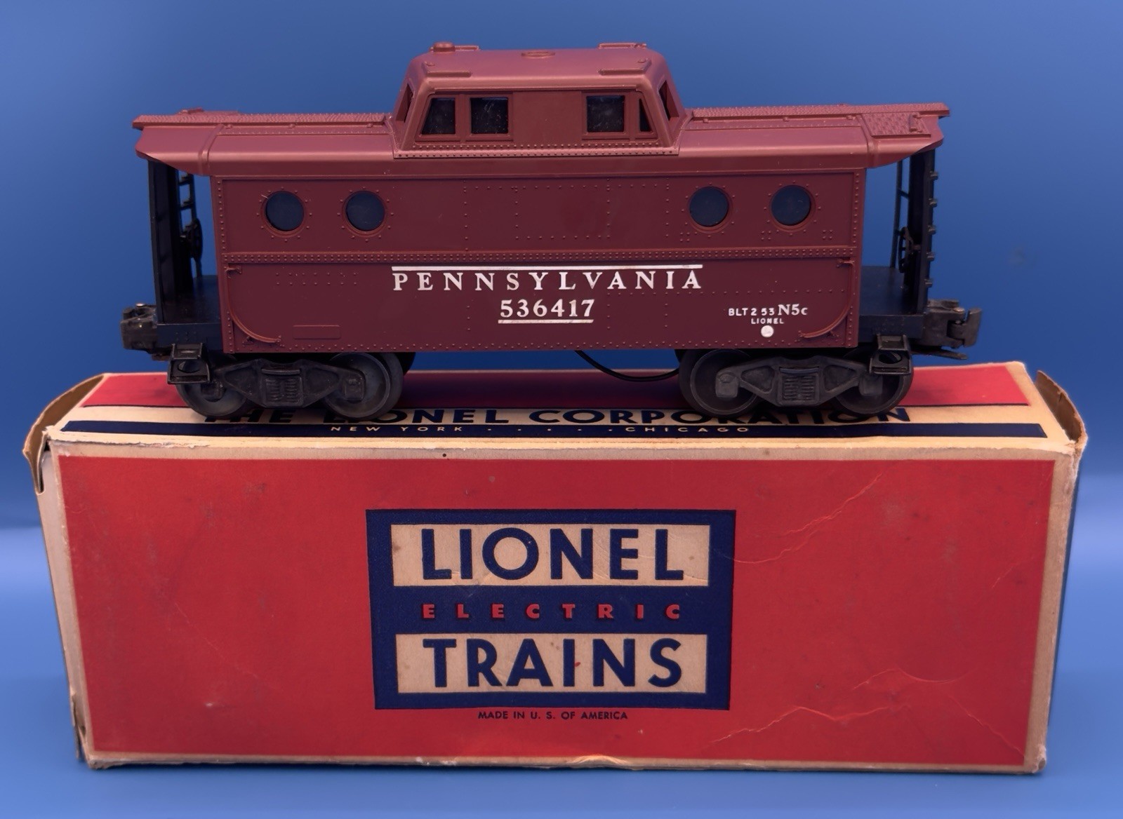 LIONEL 6417 PRR PORTHOLE CABOOSE NO-NEW YORK ZONE w/ CORRECT 6417-1 BOX “UNRUN”