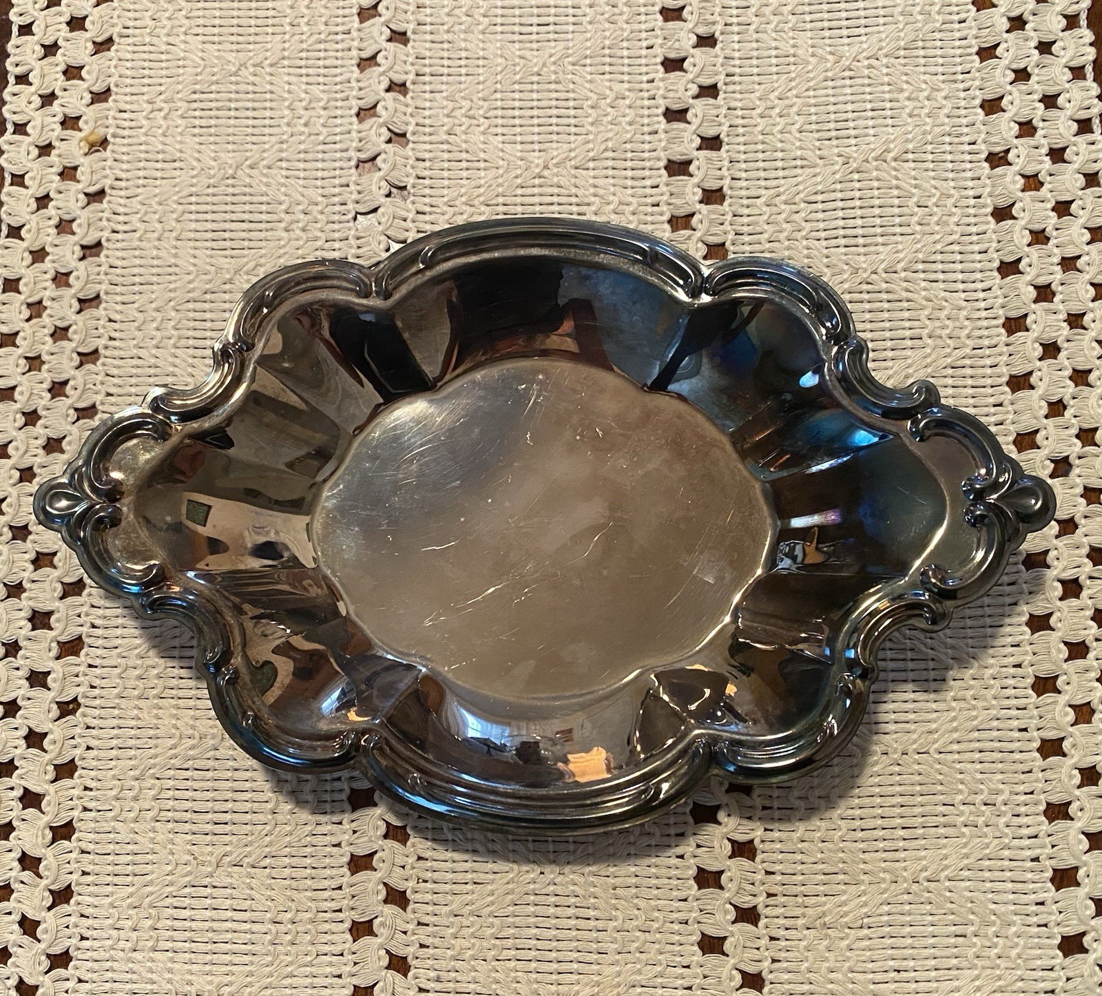 Vintage 1940s-50s International Silver Co. Ornate Tray Serving Dish Made USA