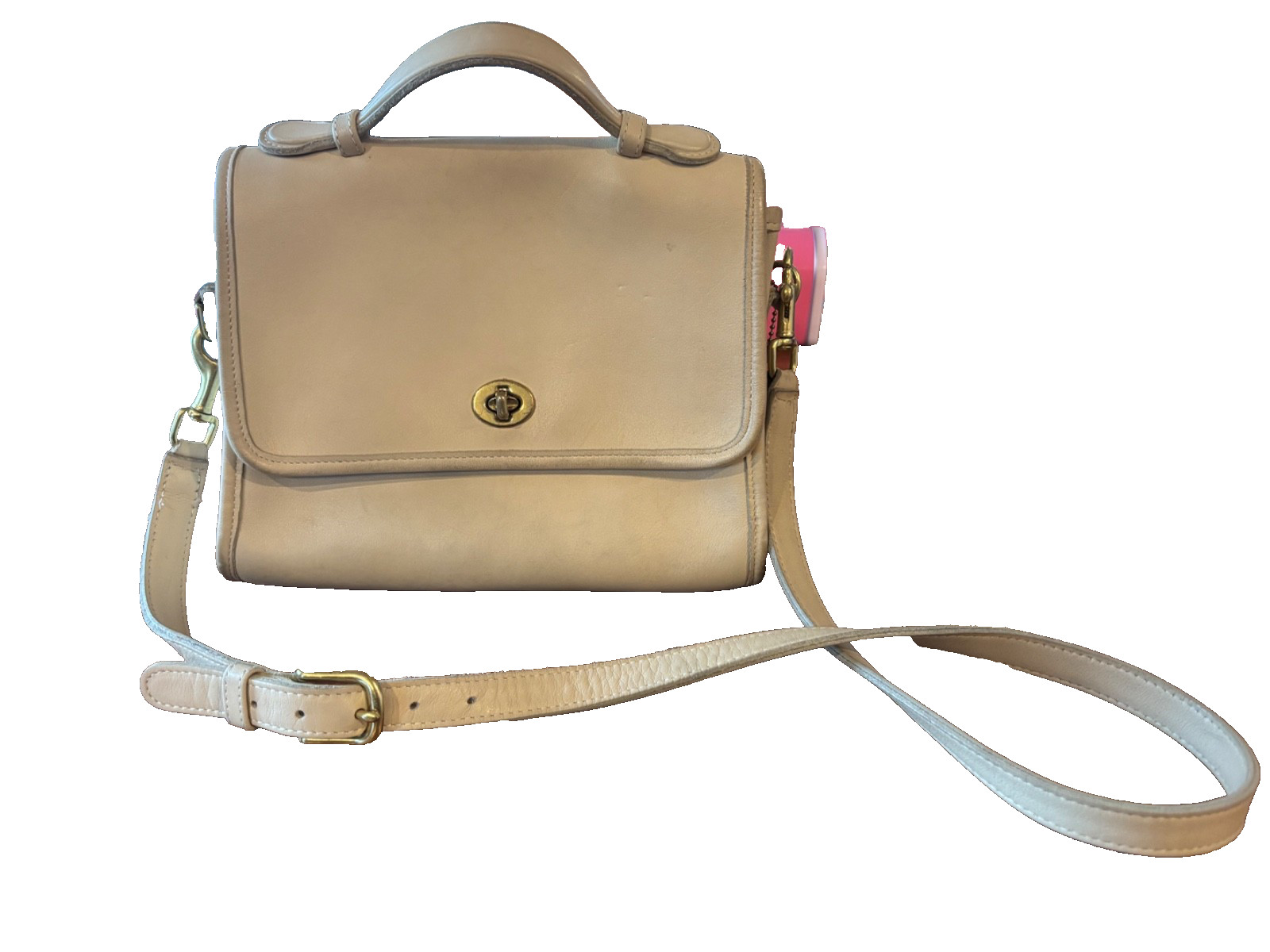 Coach K8p 9870 Court Bag Vintage Tan Leather Y2K 90s Fashion w Hang Tag & Strap