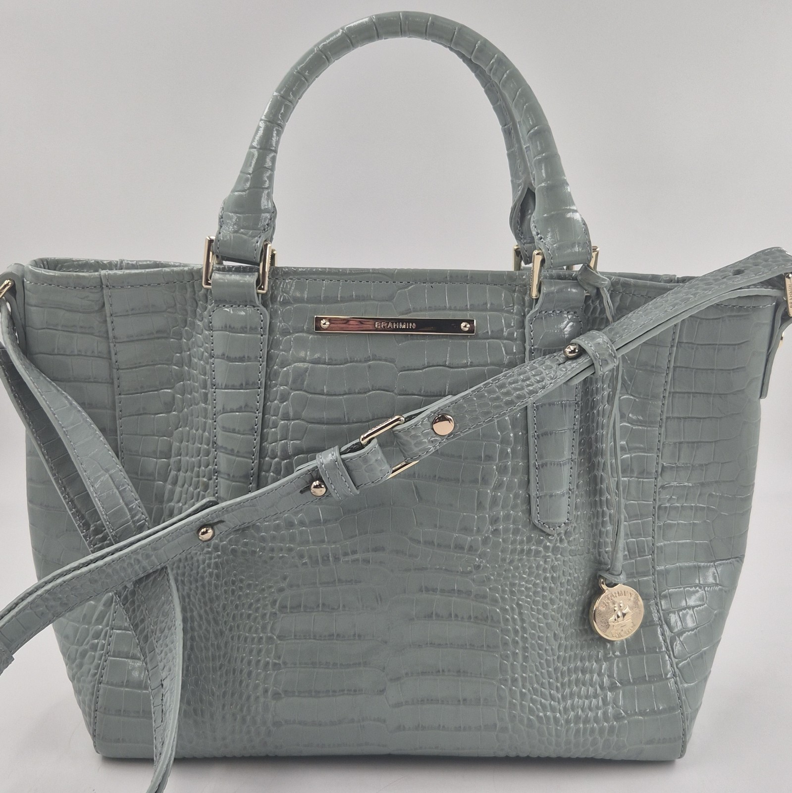 Brahmin Mini Arno Satchel Crossbody Cascade Majestic Leather Bag Purse Designer 