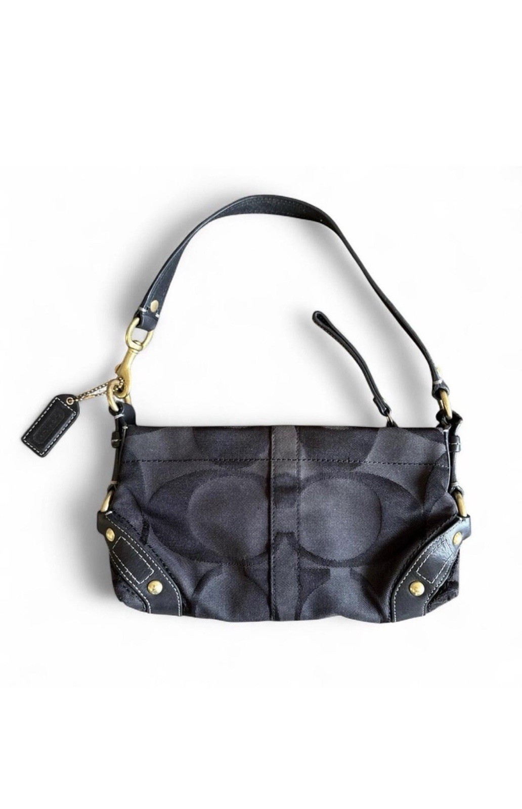 Vintage Coach 10730 Signature Mini Carly black & grey logo print handbag Vintage Coach 10730 Signature Mini Carly black & grey logo print handbag