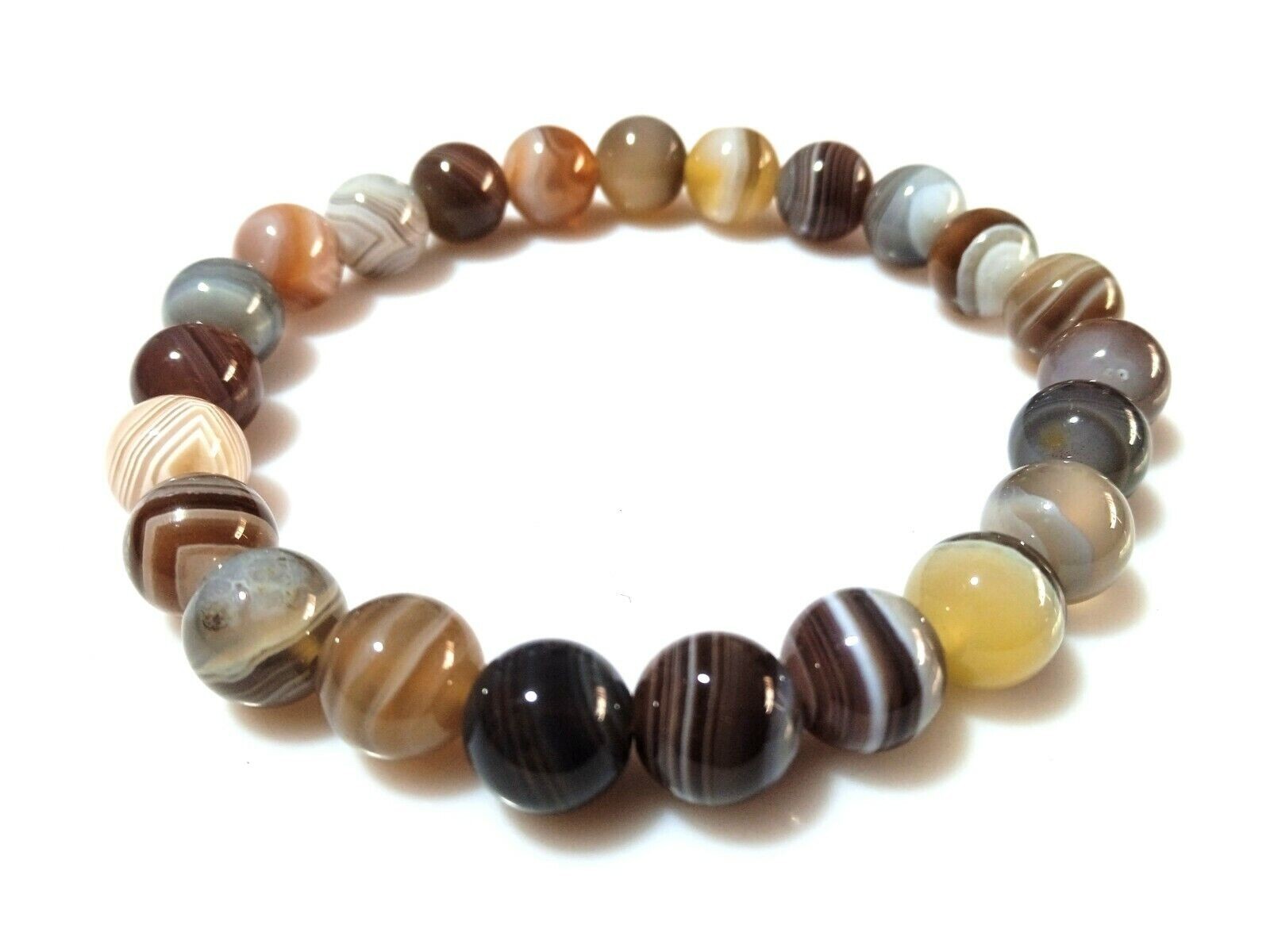 BOTSWANA AGATE ROUND SMOOTH PLAIN 8MM LOOSE GEMSTONE BEADS 7\