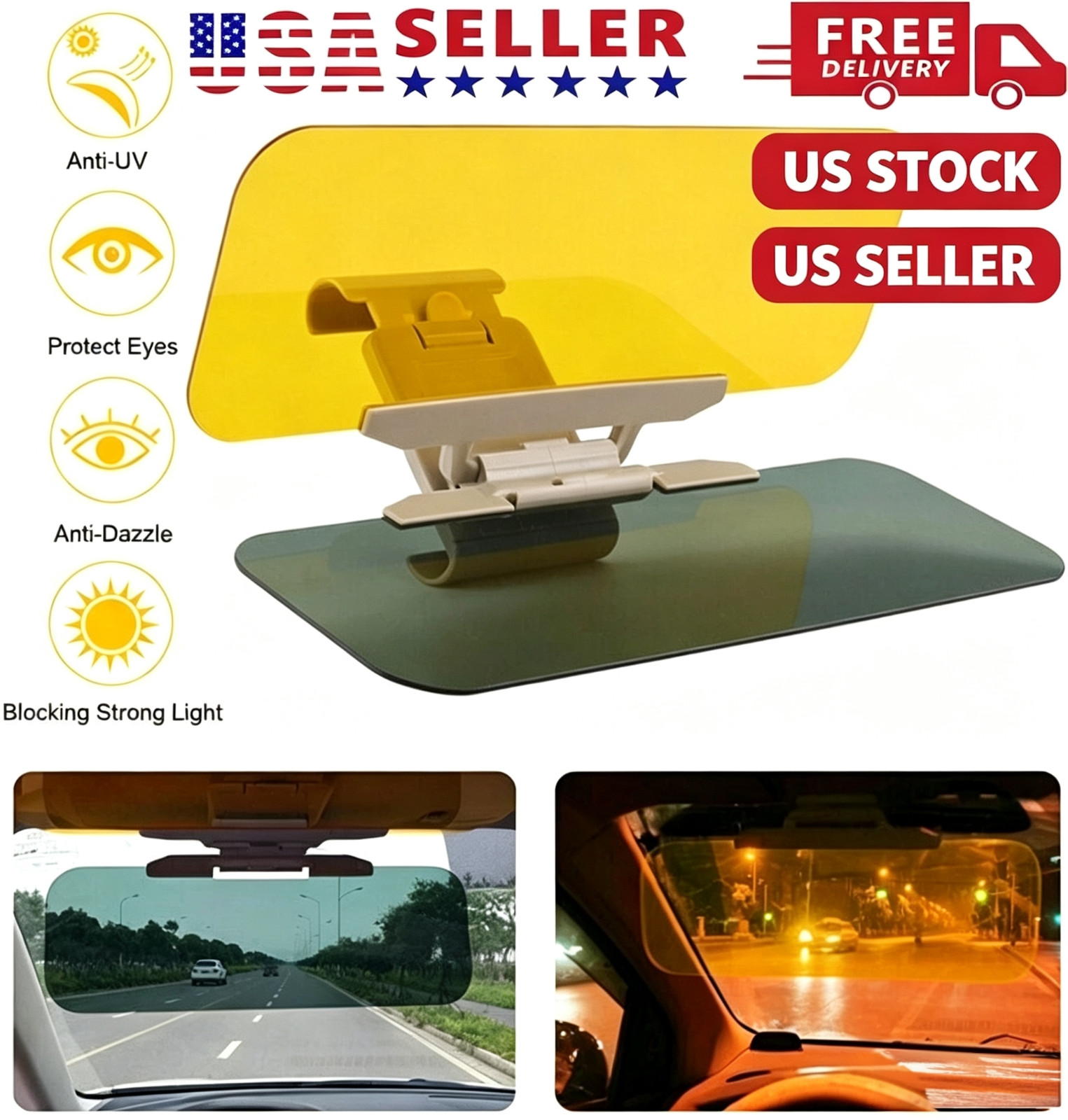 Sun visor Day/Night Anti Glare Visor Car Clip On Vehicle Safety Shade Universal