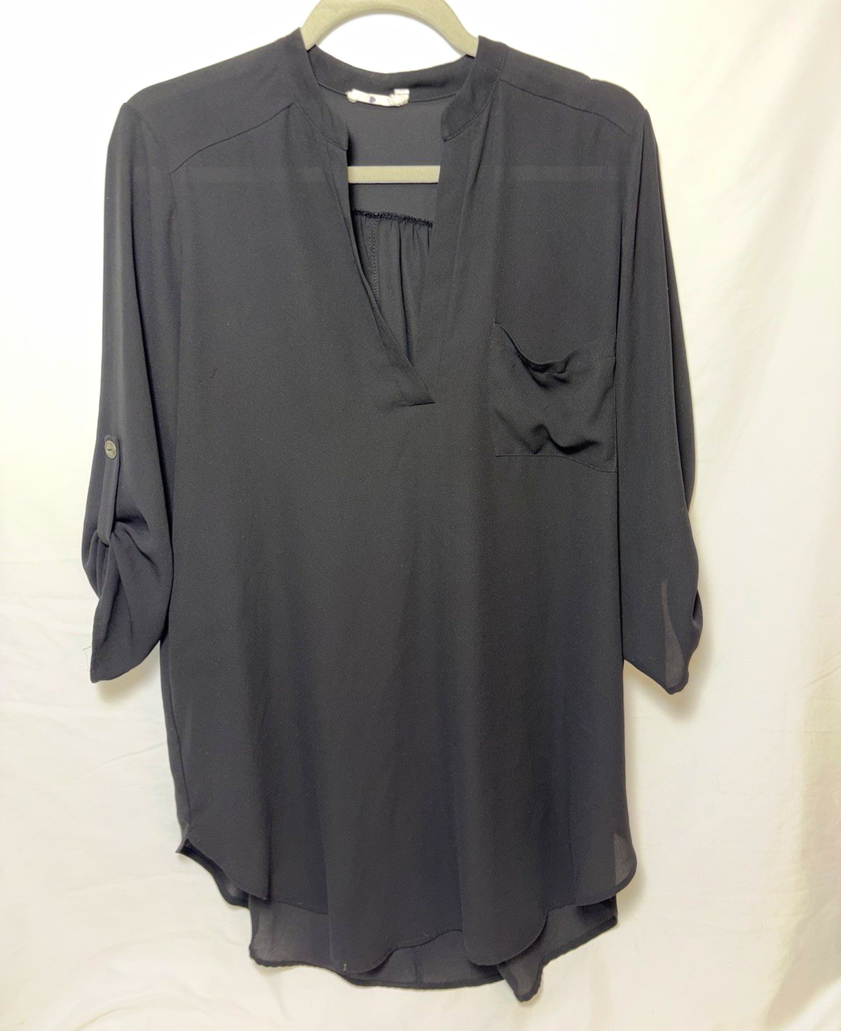 Lush Women’s Semi-Sheer V Neck 3/4 Sleeve Dark Academia Whimsigoth Blouse