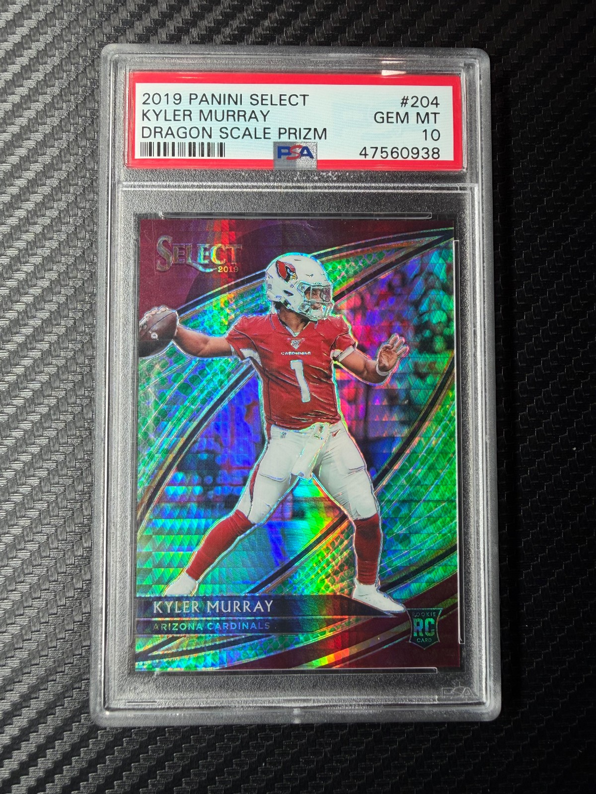 2019 Select Dragon Scale Prizm Rookie Kyler Murray /88 #204 Field Level PSA 10 2019 Select Dragon Scale Prizm Rookie Kyler Murray /88 #204 Field Level PSA 10
