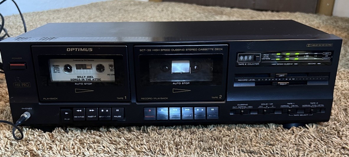 Vintage Optimus SCT-39 Dual Cassette Deck High Speed Dubbing Tested Radio Shack