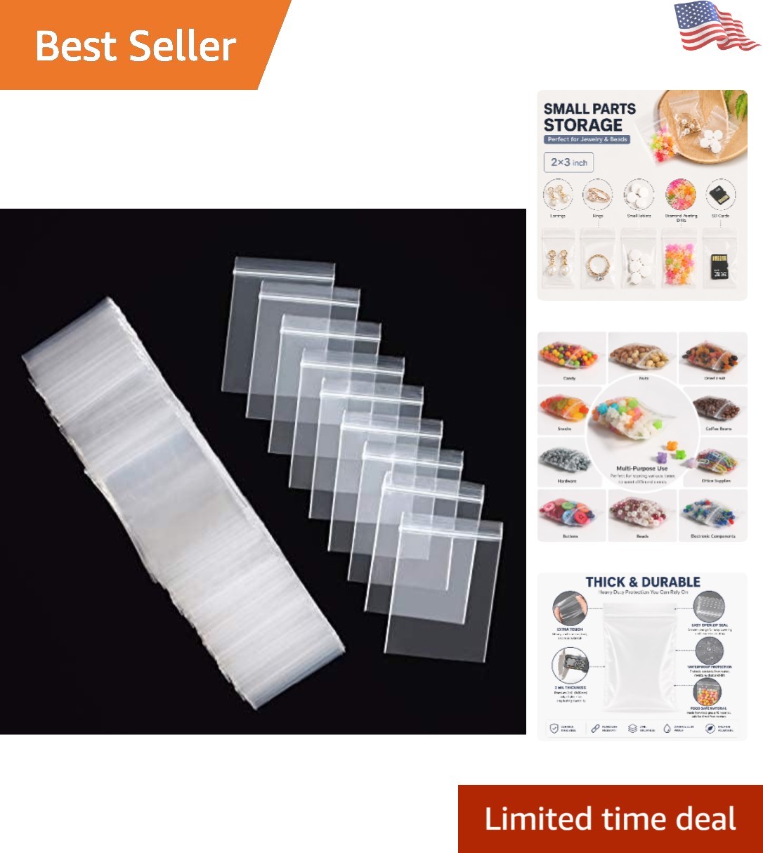 Versatile 200 Pcs 2x3-Inch Plastic Bags - Ideal for Crafts & Organizing Pills Versatile 200 Pcs 2x3-Inch Plastic Bags - Ideal for Crafts & Organizing Pills