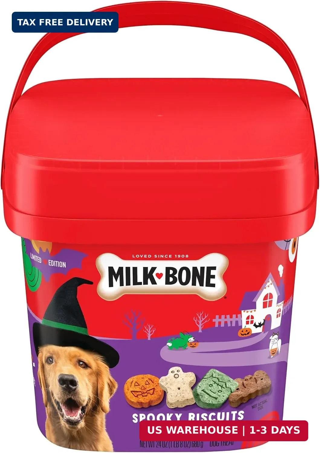 Spooky Biscuits, Halloween Dog Treats, 24 Oz. Pail