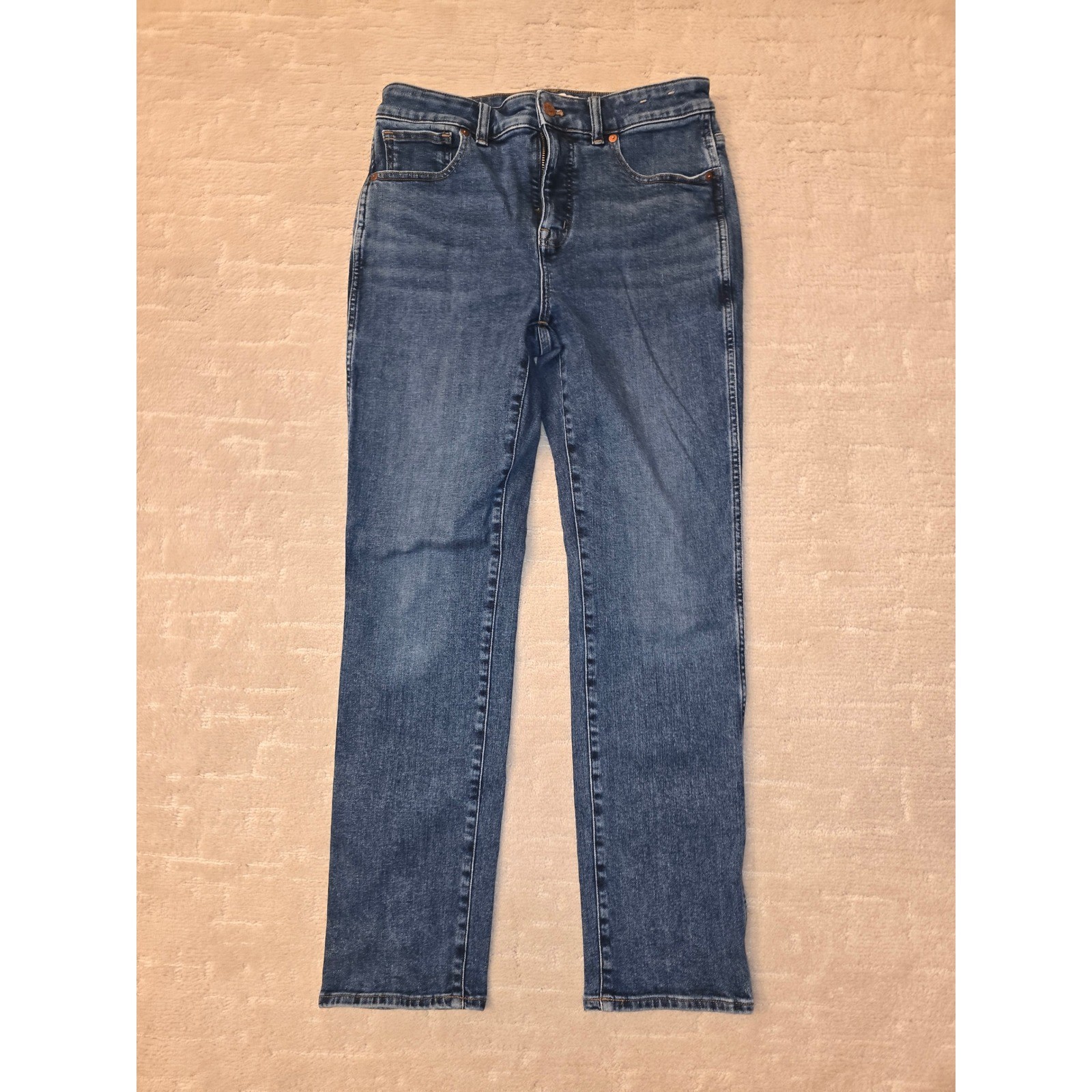 Madewell Mid-Rise Stovepipe Jeans Blue Medium Wash Straight Leg Size 29