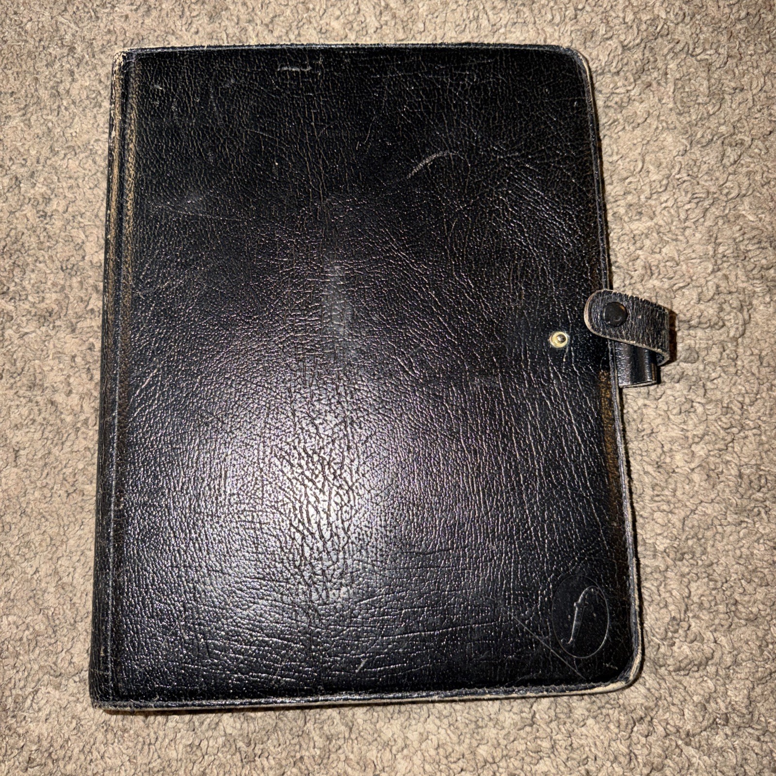 FILOFAX DESKFAX-V RARE VINTAGE-BLACK GLOSS CALF LEATHER-FIRST EDITION W Inserts