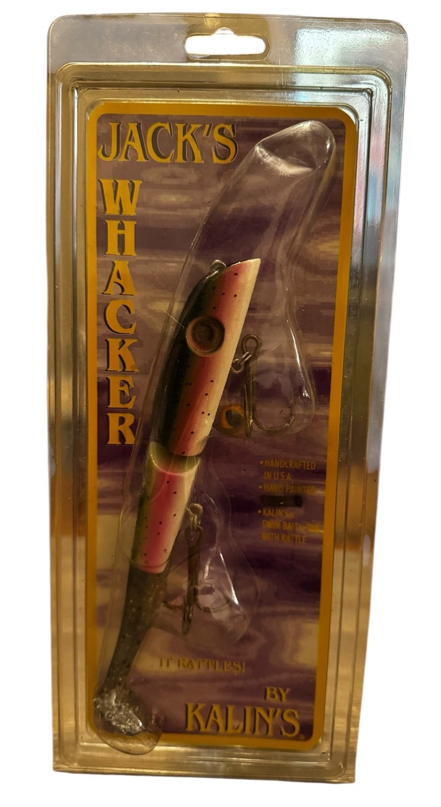 Vintage Kalin’s Jack’s Whacker Swim Bait Lure Rattler Tail NIP